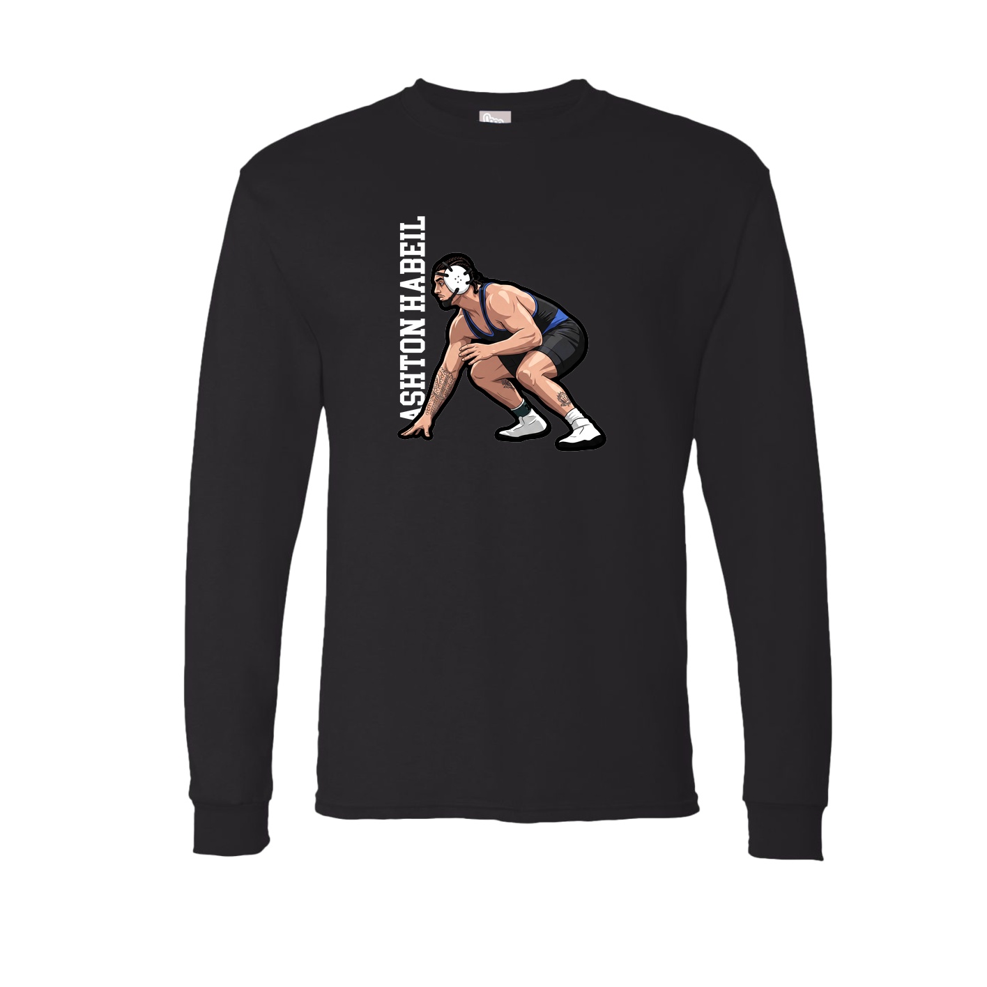 Long Sleeve Tee — Name Vertical in Black