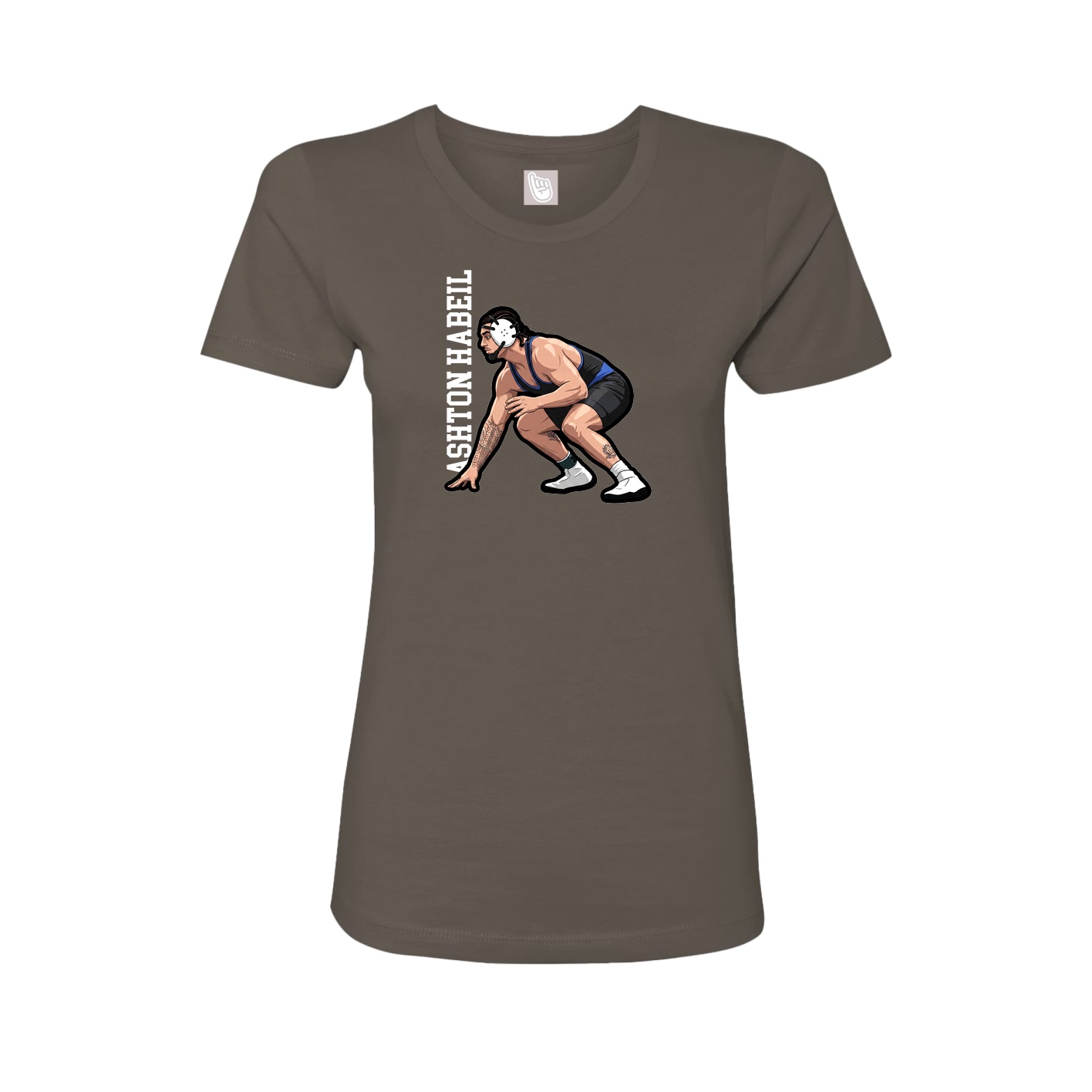 Fitted Women's Tee — Name Vertical in Grey