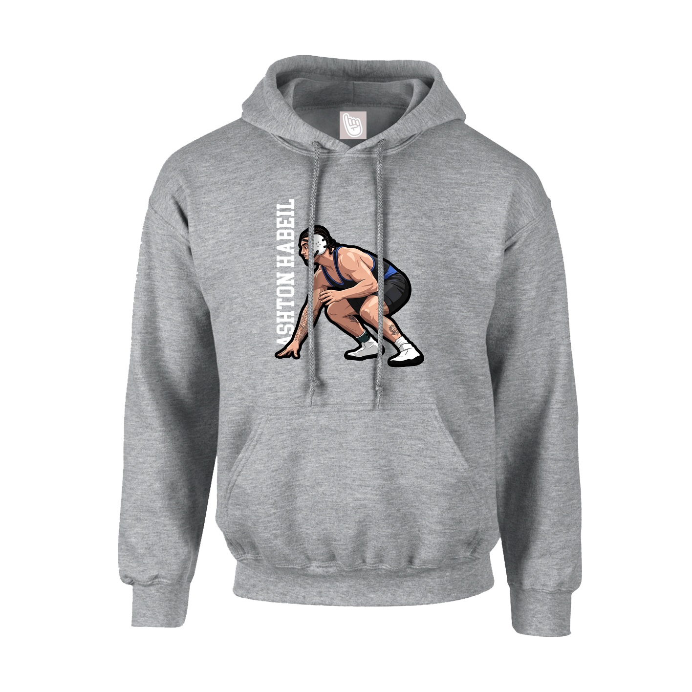 Youth Hoodie — Name Vertical in Grey