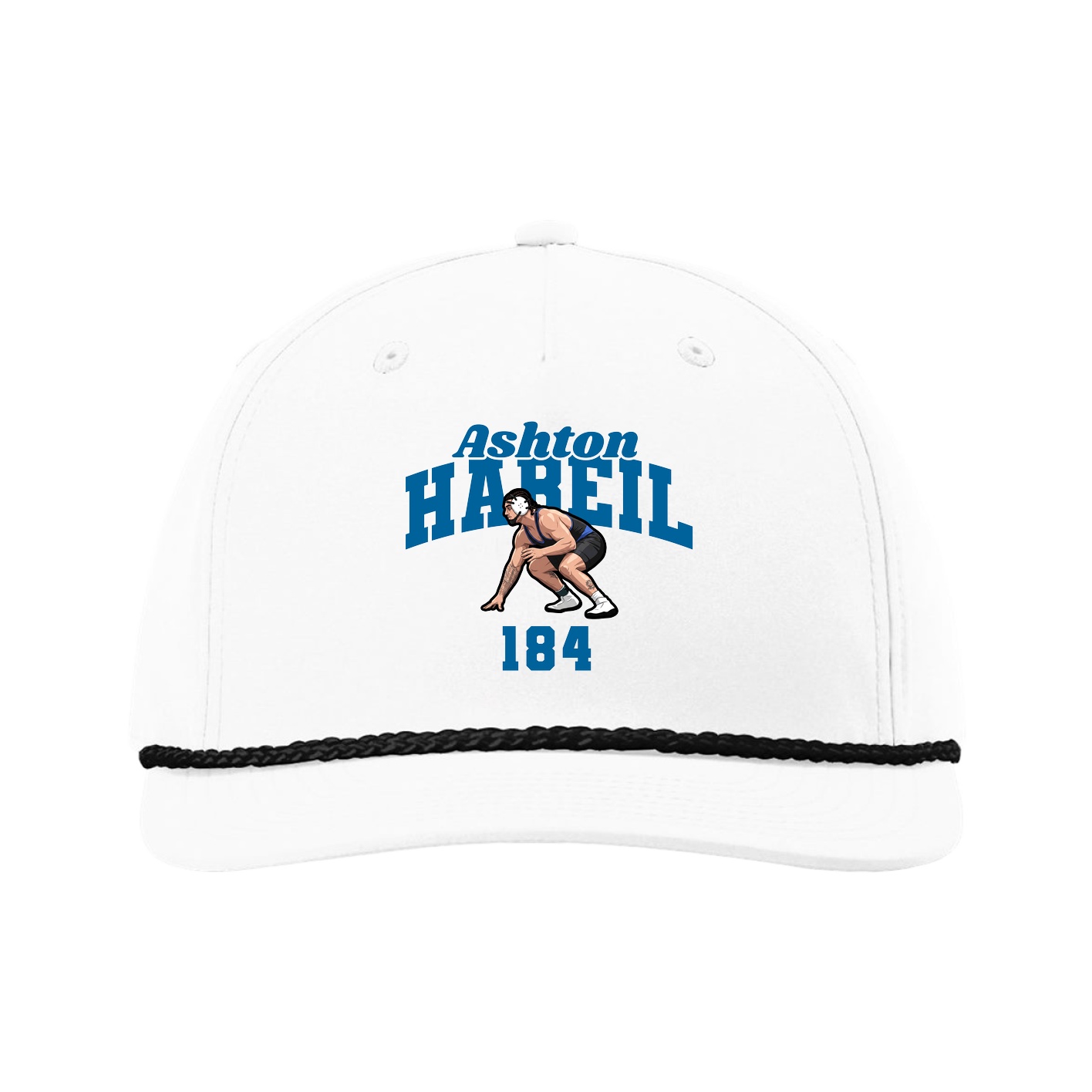 Five-Panel Classic Rope Cap — Signature Arch in White