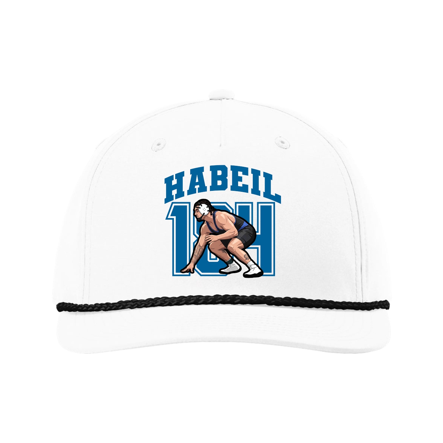 Five-Panel Classic Rope Cap — Number in White