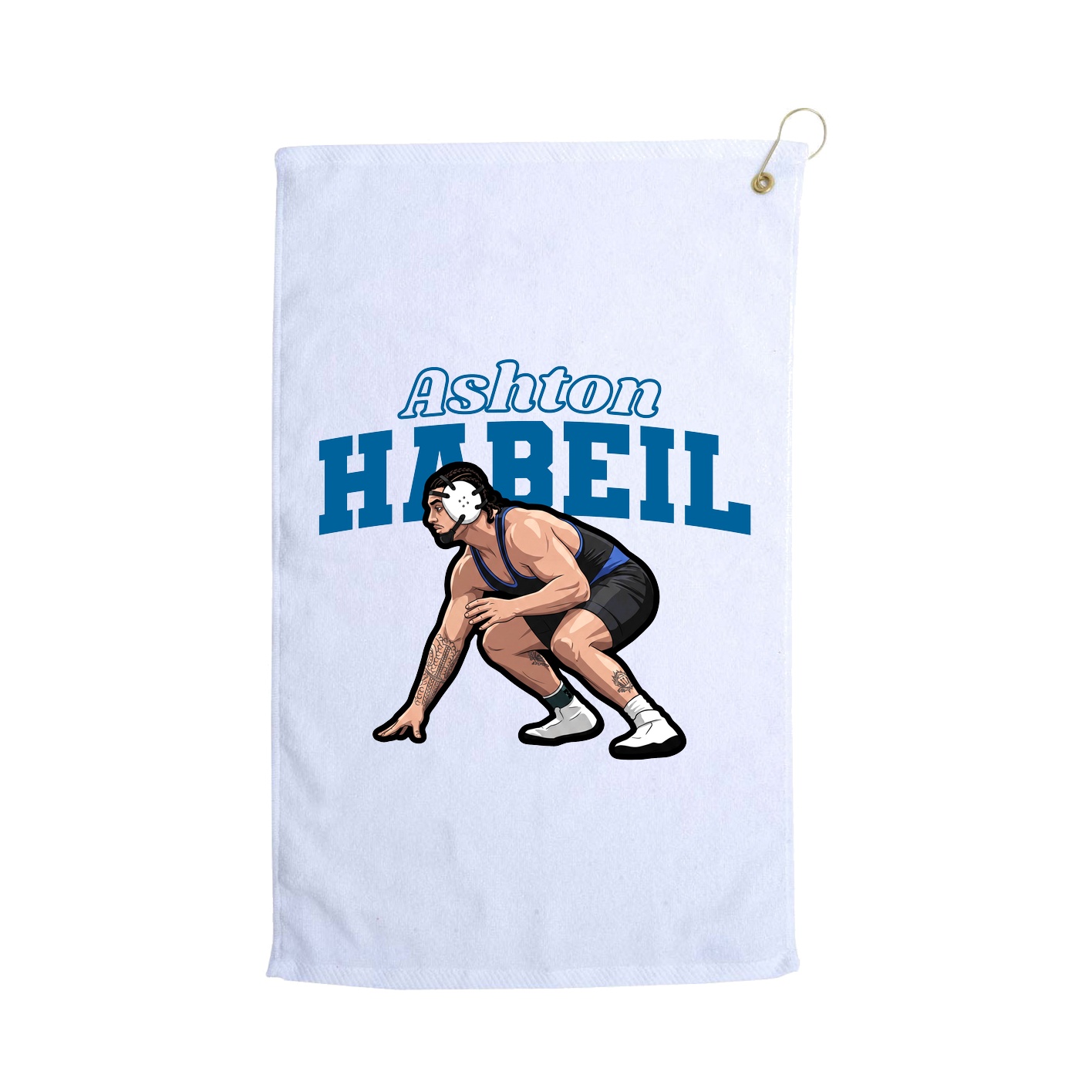 Golf Towel — Name Arch in White