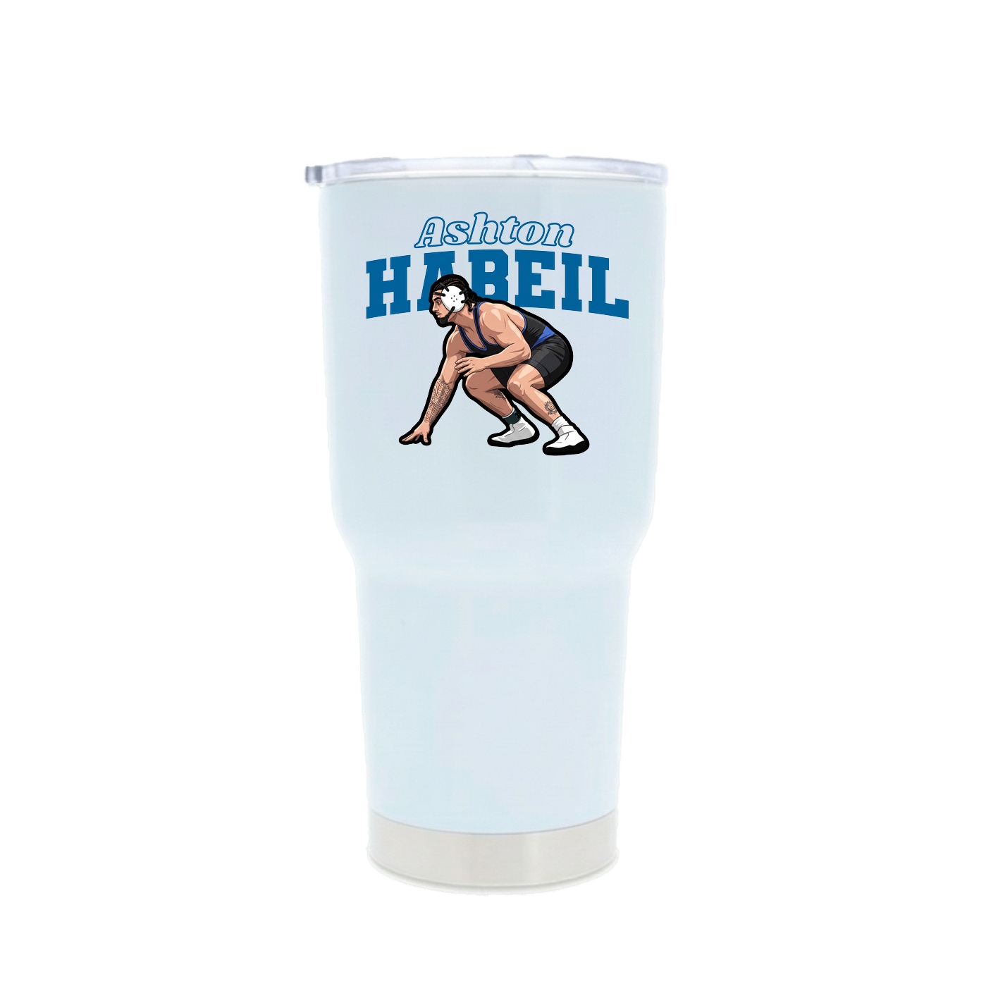 30oz Stainless Steel Tumbler — Name Arch in White