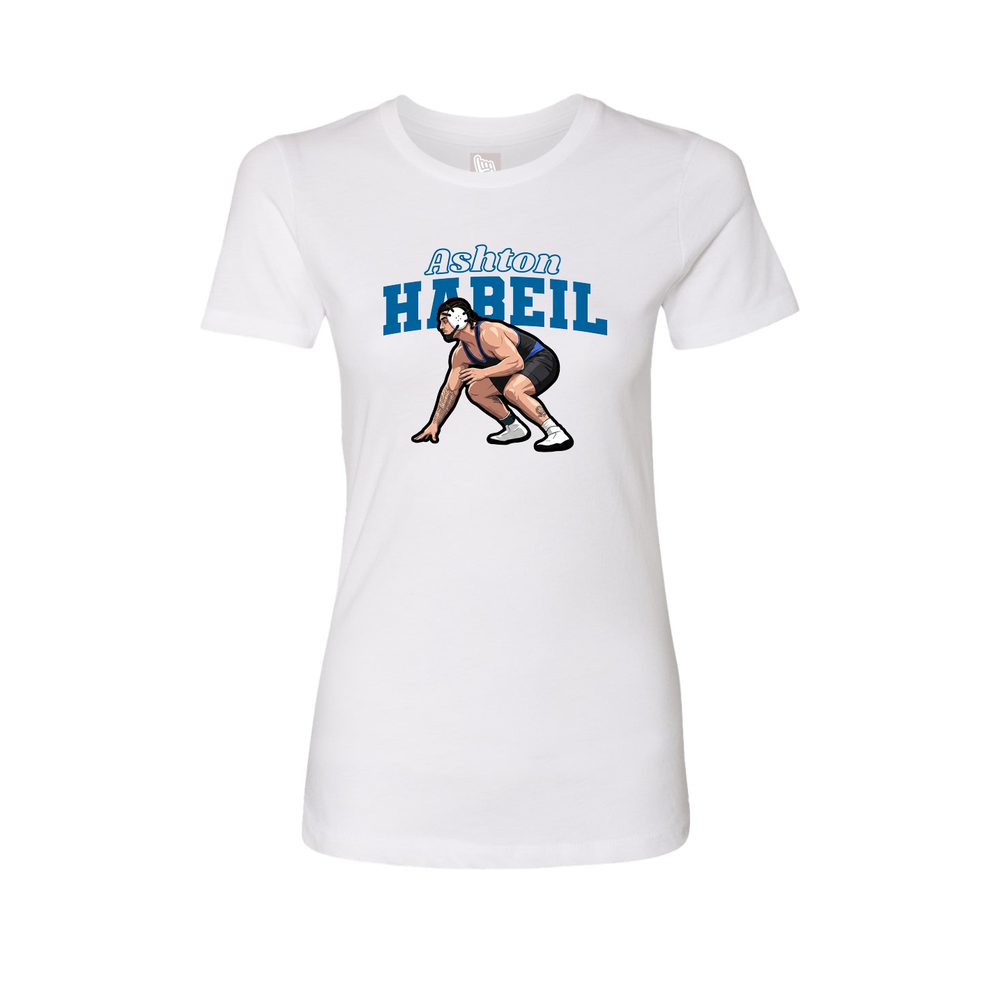 Fitted Women's Tee — Name Arch in White