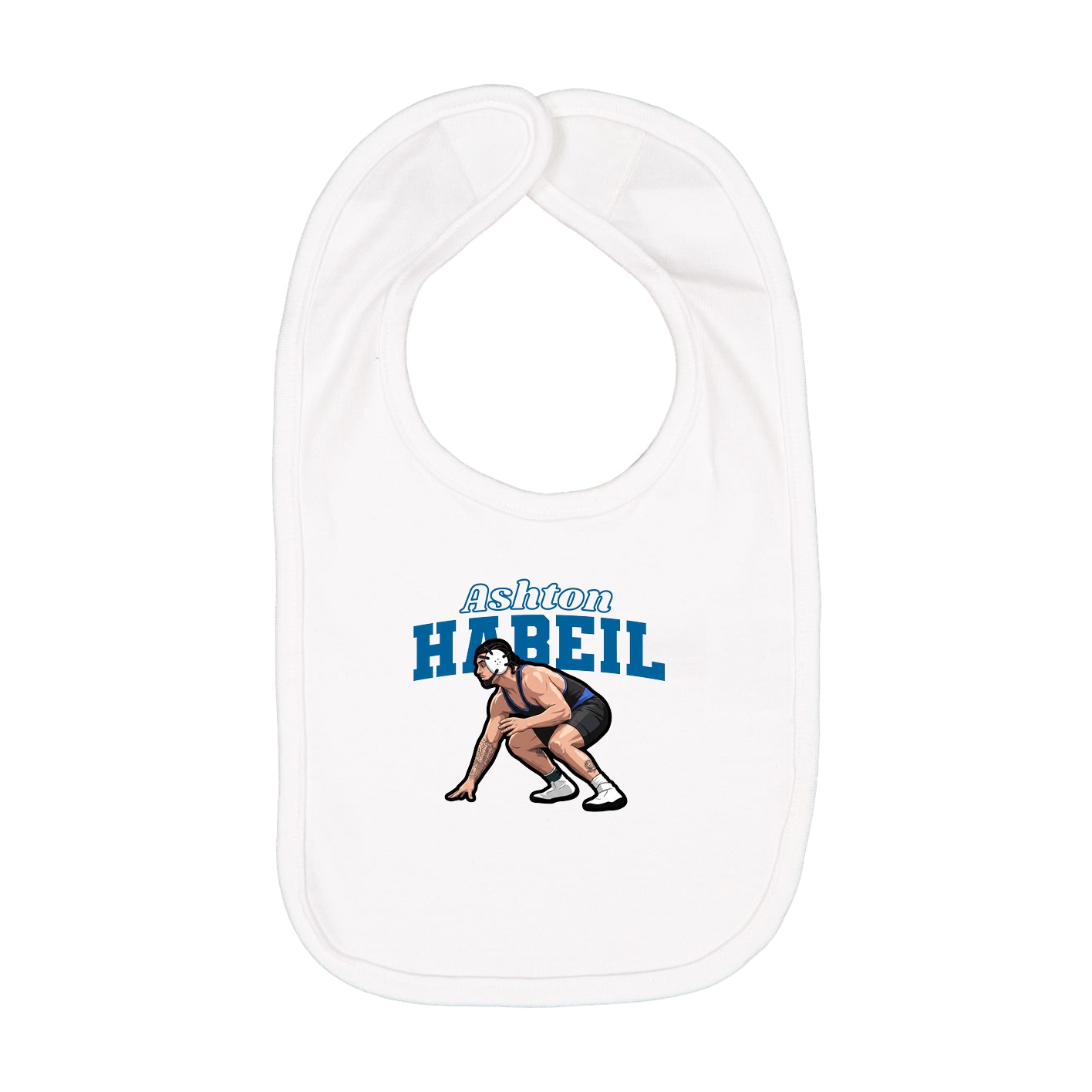 Infant Bib — Name Arch in White