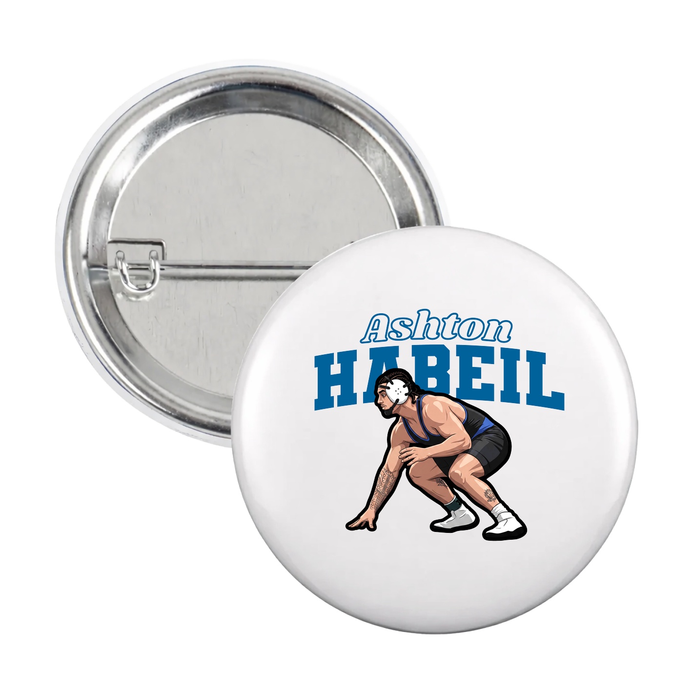 Game Day Button — Name Arch in White