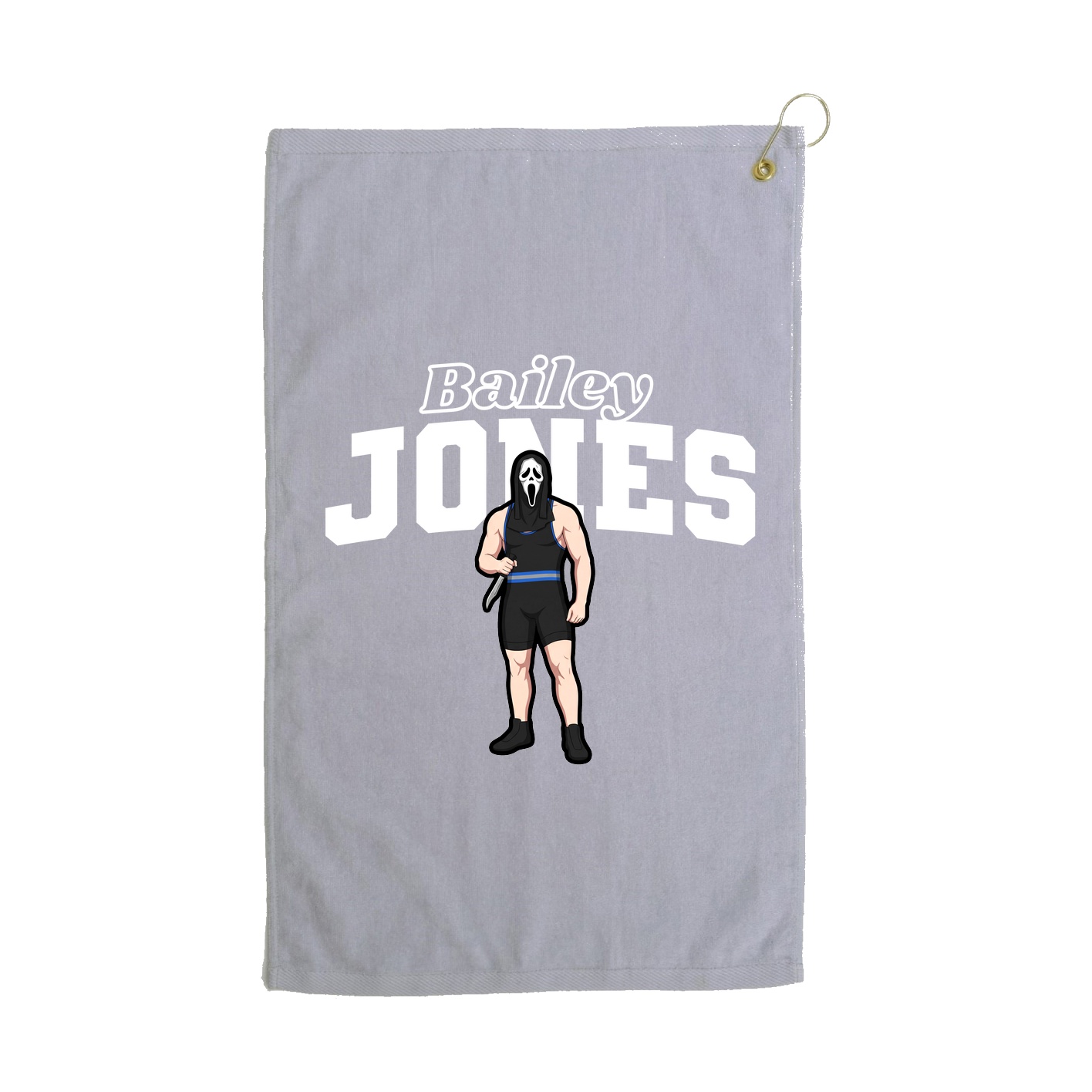 Golf Towel — Name Arch in Grey