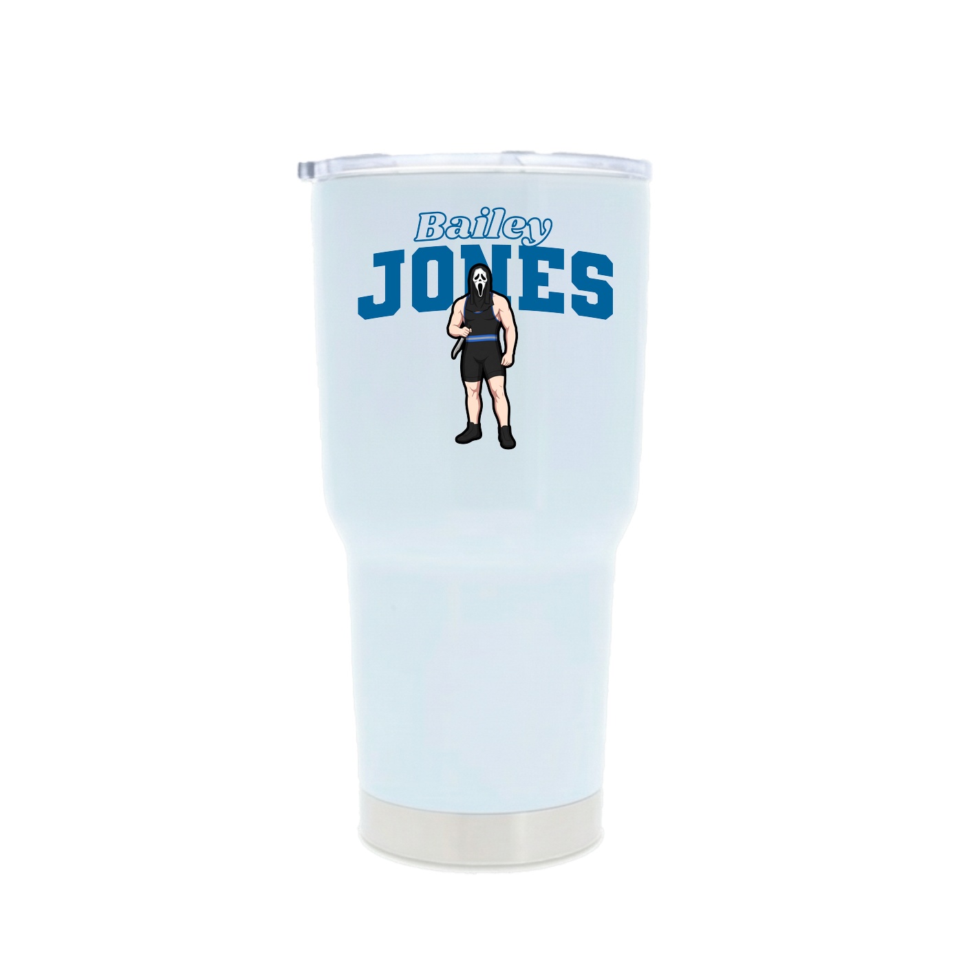 30oz Stainless Steel Tumbler — Name Arch in White