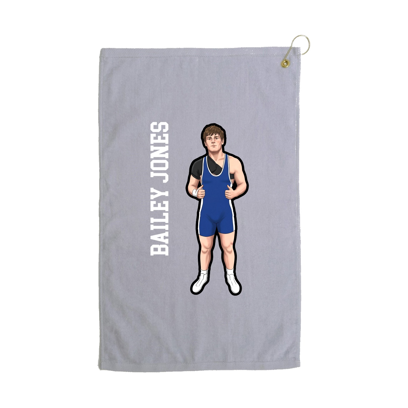 Golf Towel — Name Vertical in Grey