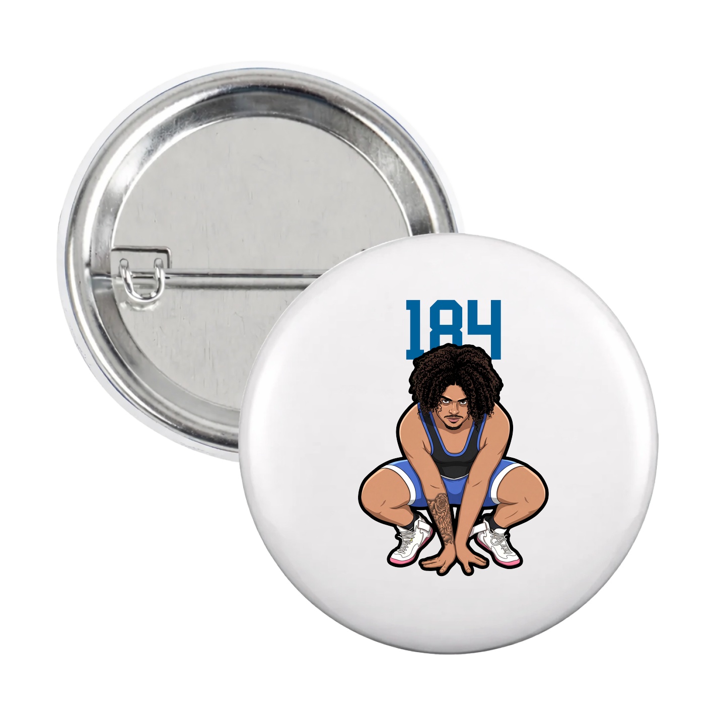 Game Day Button — Number Top in White