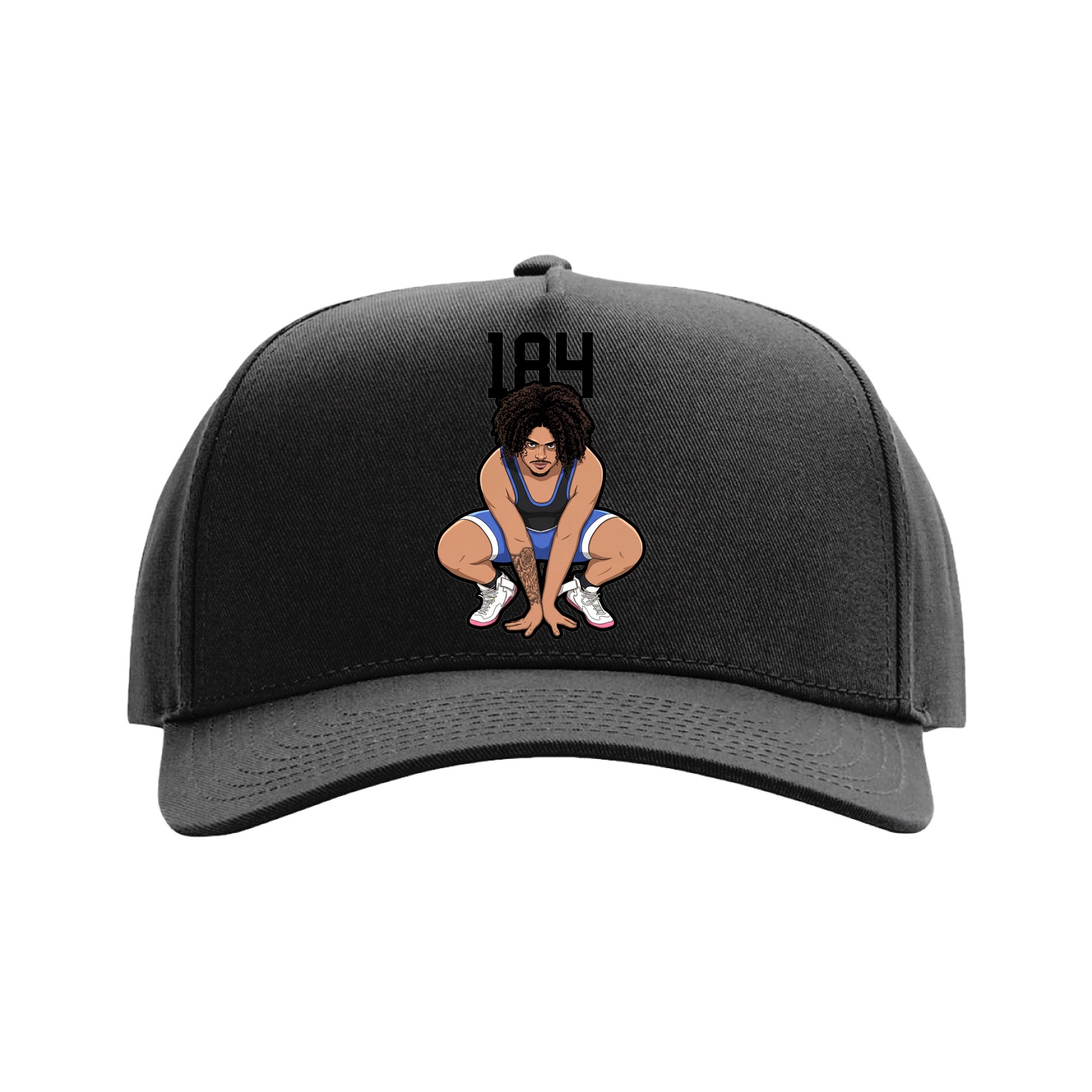 Full Fabric Five-Panel Champ Cap — Number Top in Black