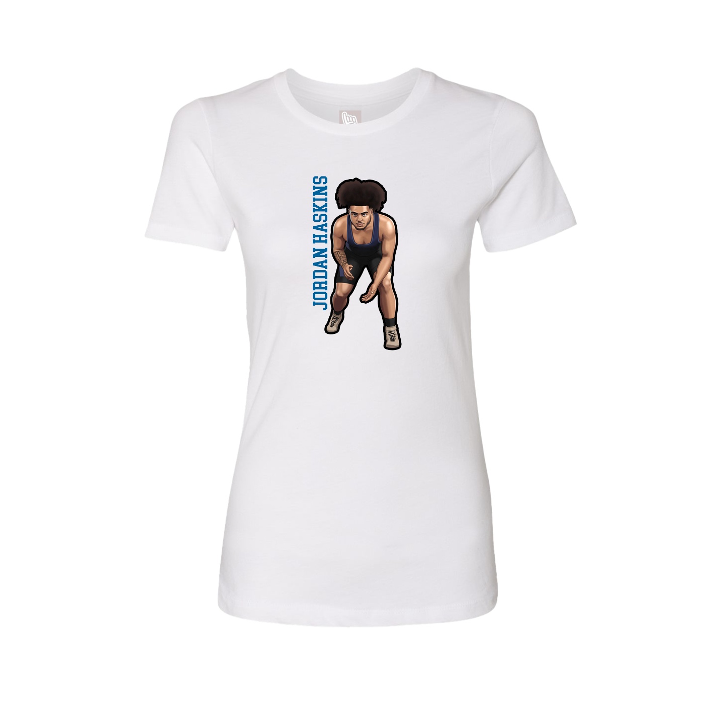Fitted Women's Tee — Name Vertical in White