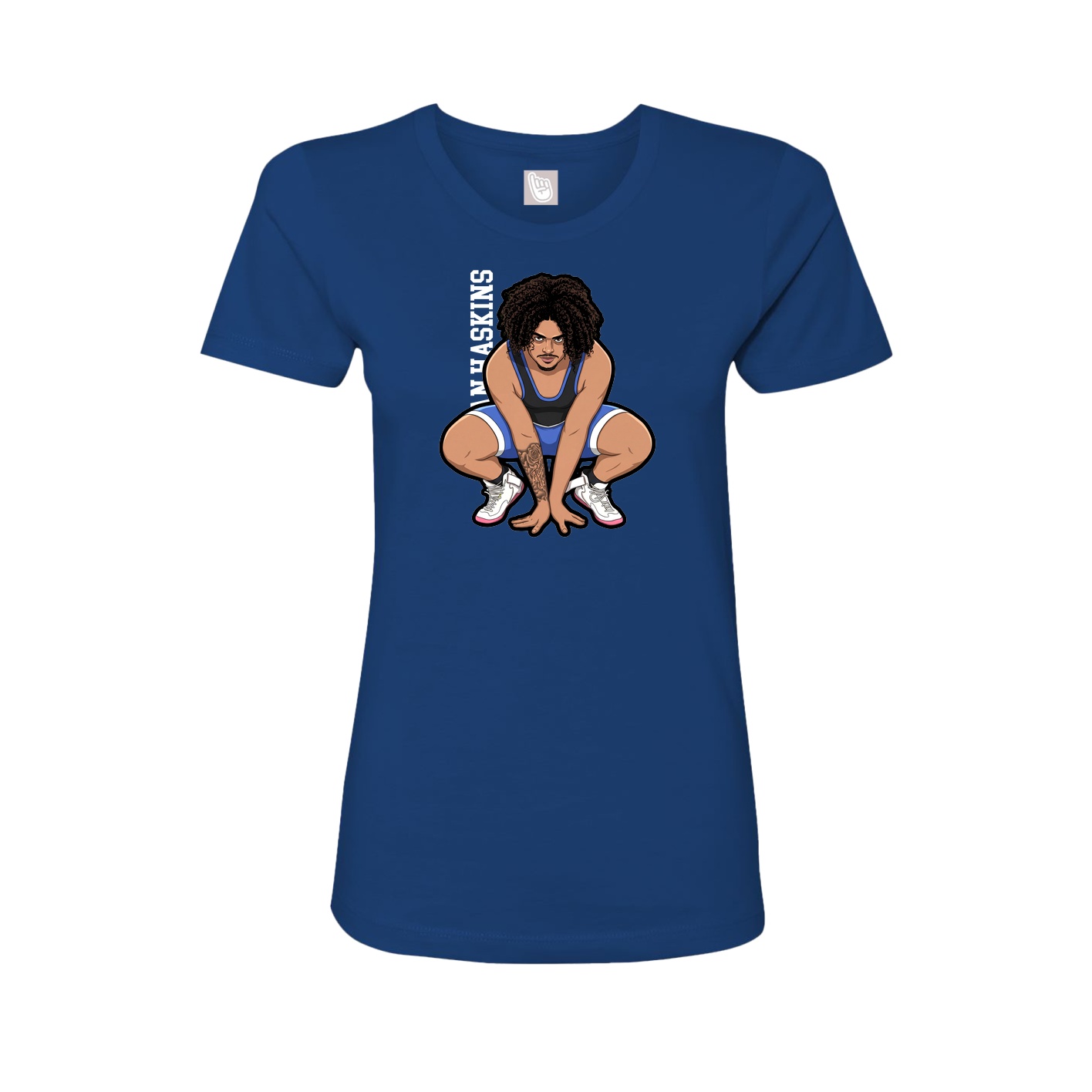 Fitted Women's Tee — Name Vertical in Royal