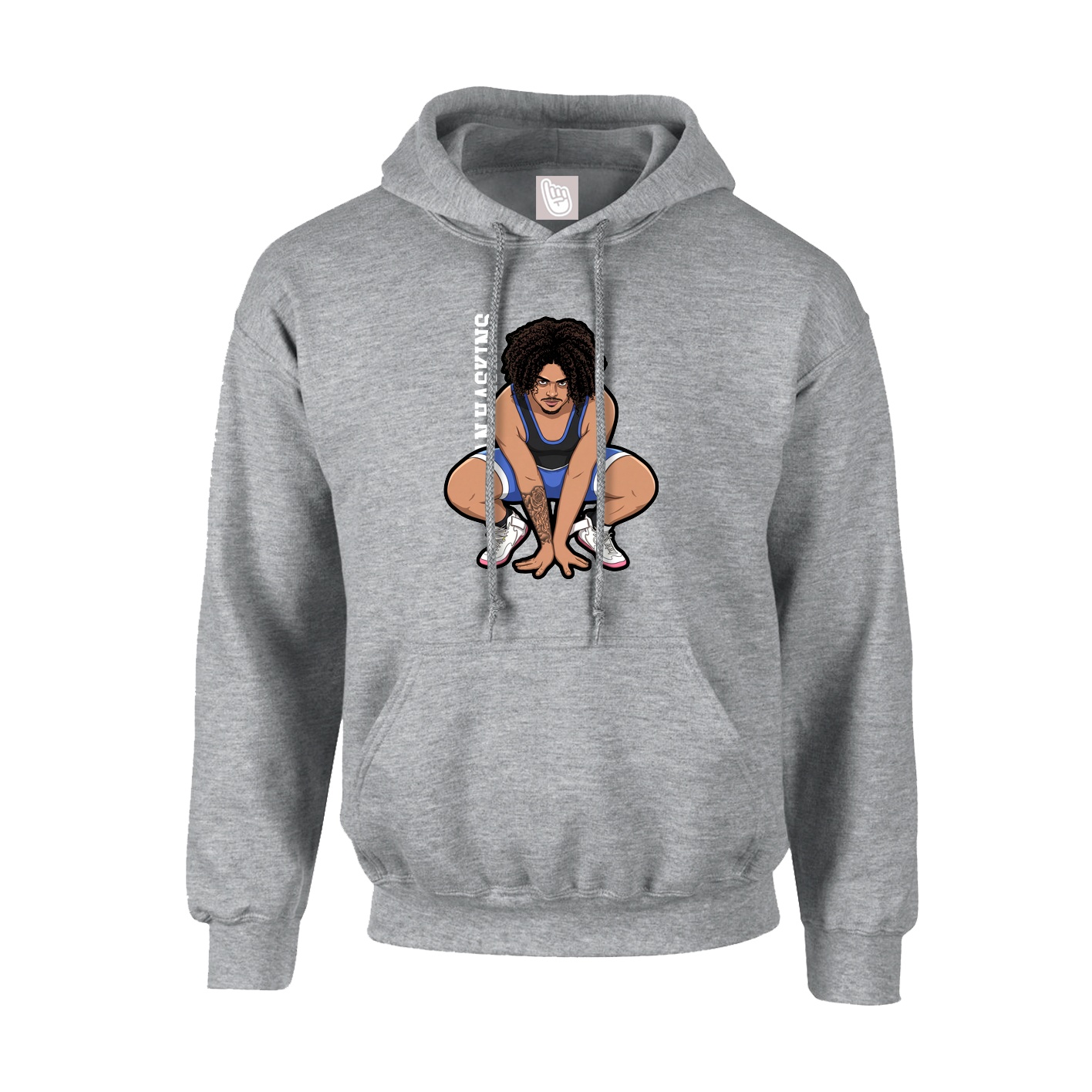 Hoodie — Name Vertical in Grey