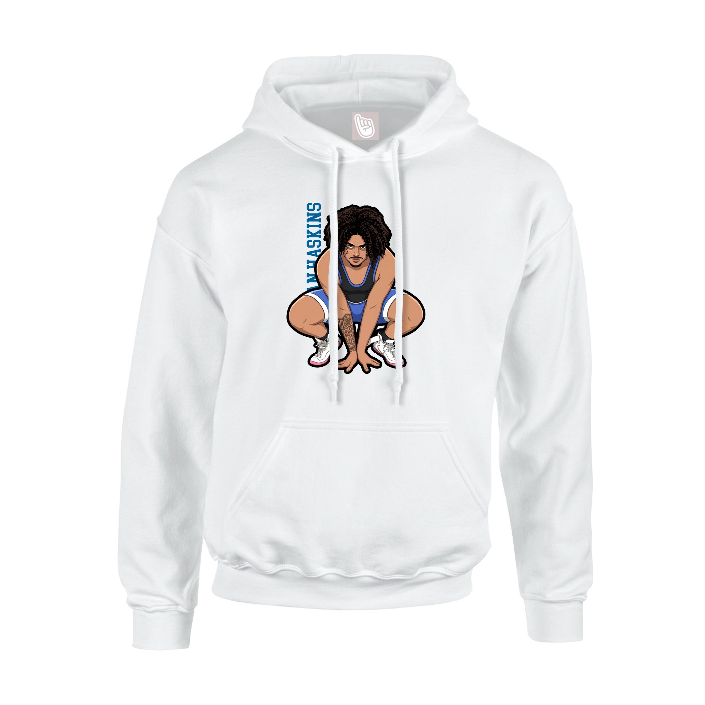 Youth Hoodie — Name Vertical in White
