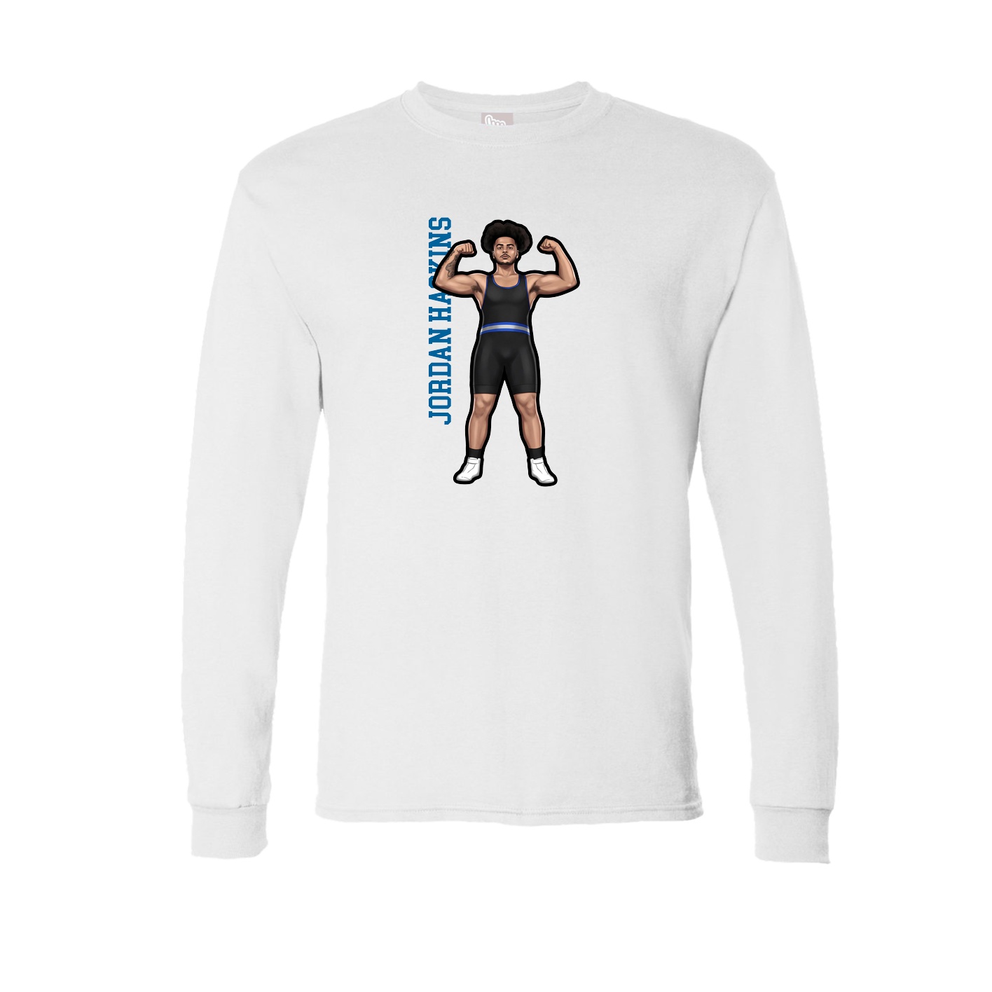 Long Sleeve Tee — Name Vertical in White