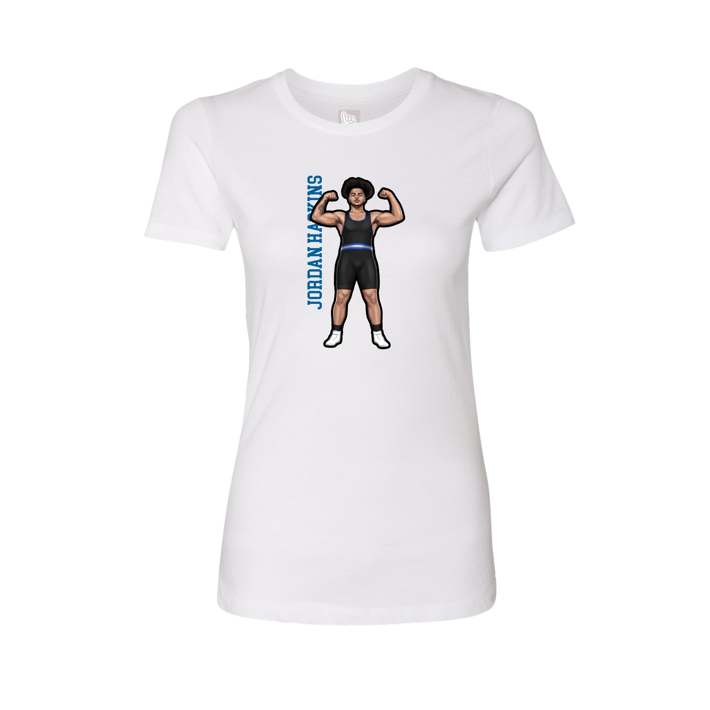 Fitted Women's Tee — Name Vertical in White