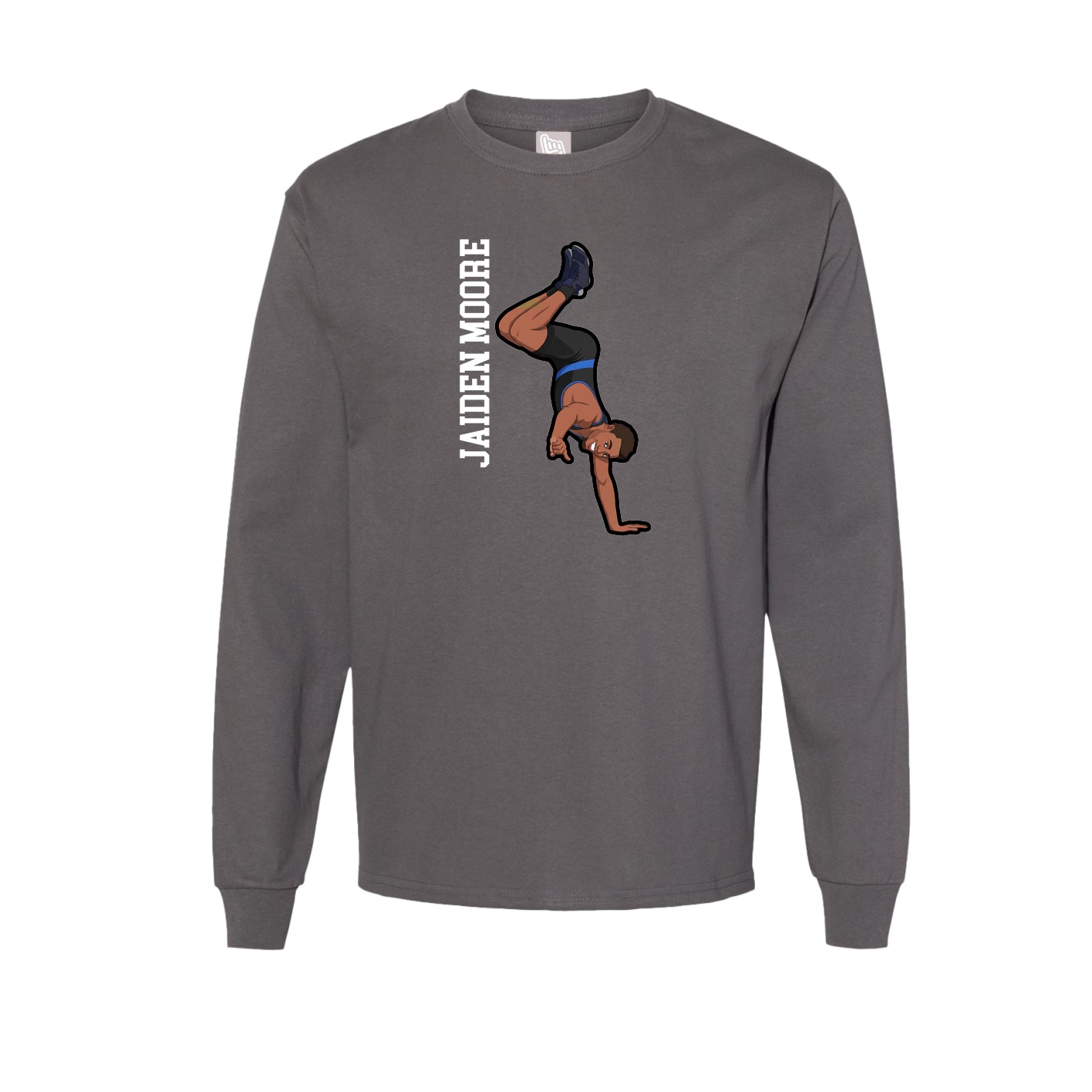 Long Sleeve Tee — Name Vertical in Grey
