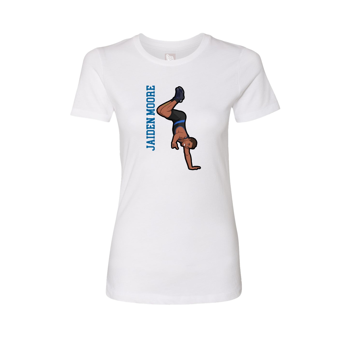 Fitted Women's Tee — Name Vertical in White