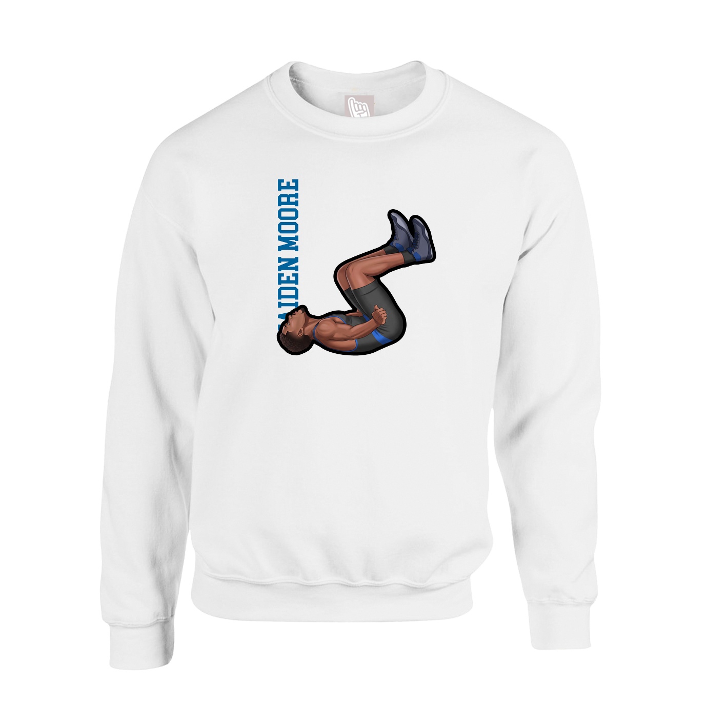 Fleece Crew — Name Vertical in White