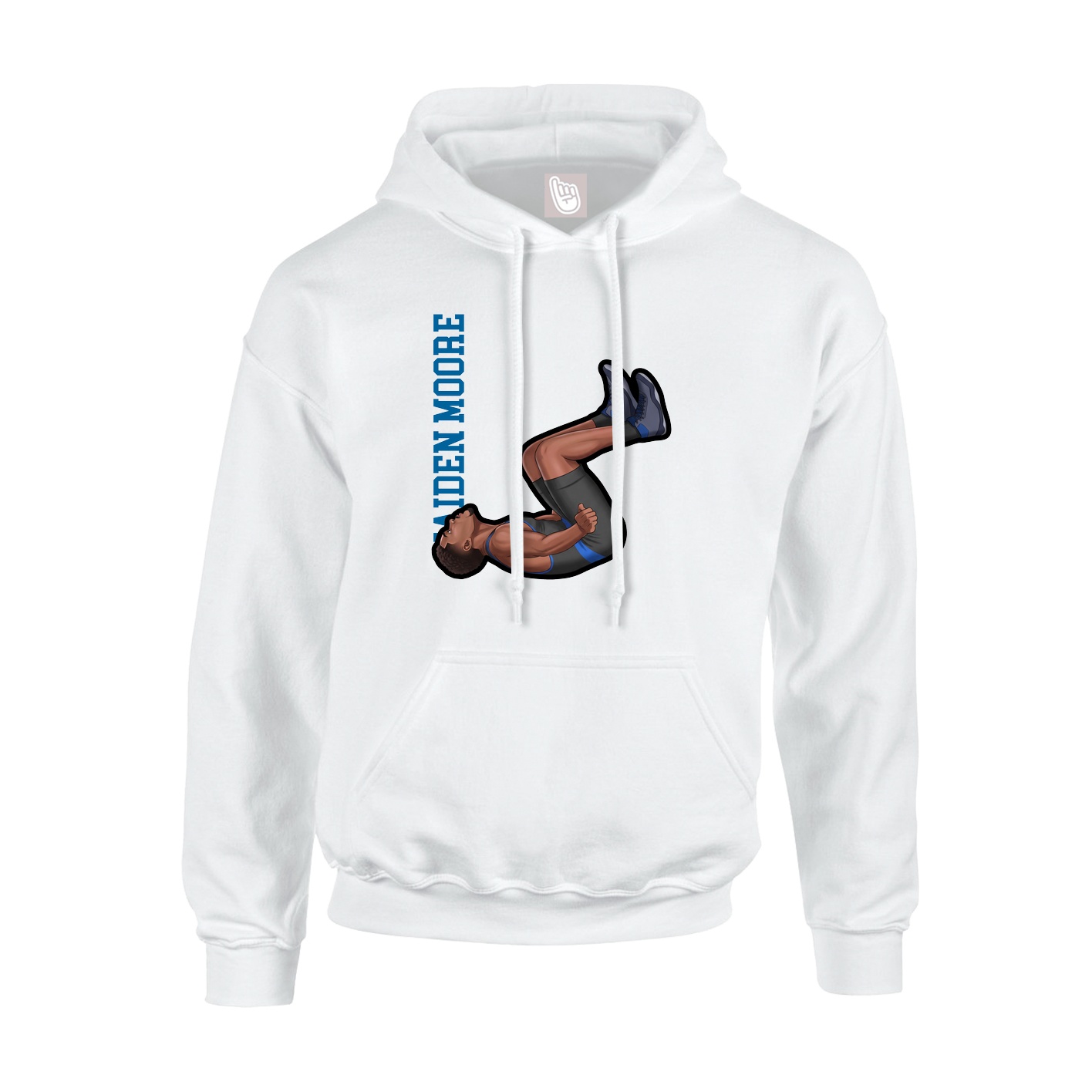 Youth Hoodie — Name Vertical in White