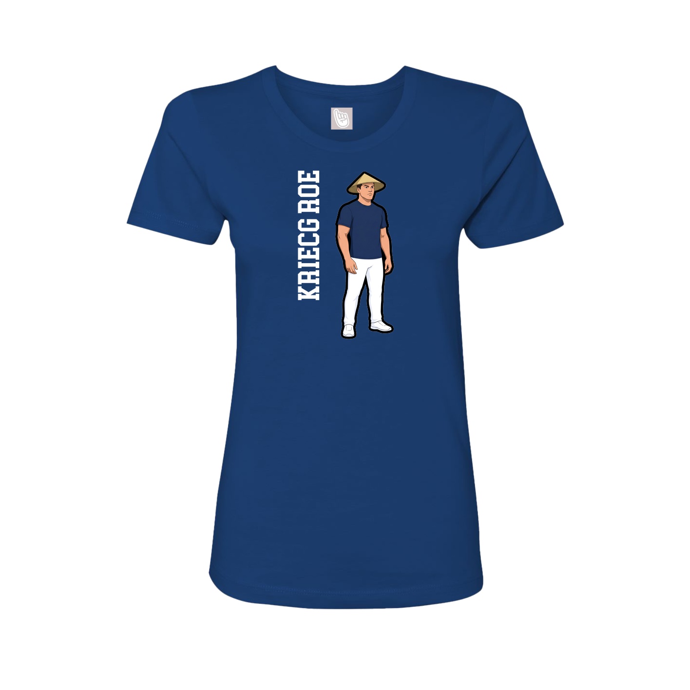 Fitted Women's Tee — Name Vertical in Royal