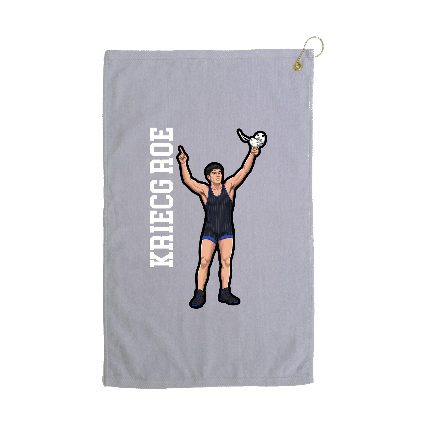 Golf Towel — Name Vertical in Grey
