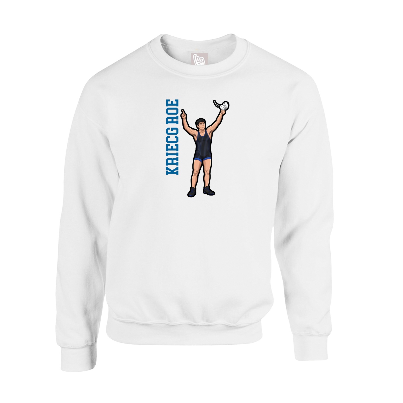 Fleece Crew — Name Vertical in White