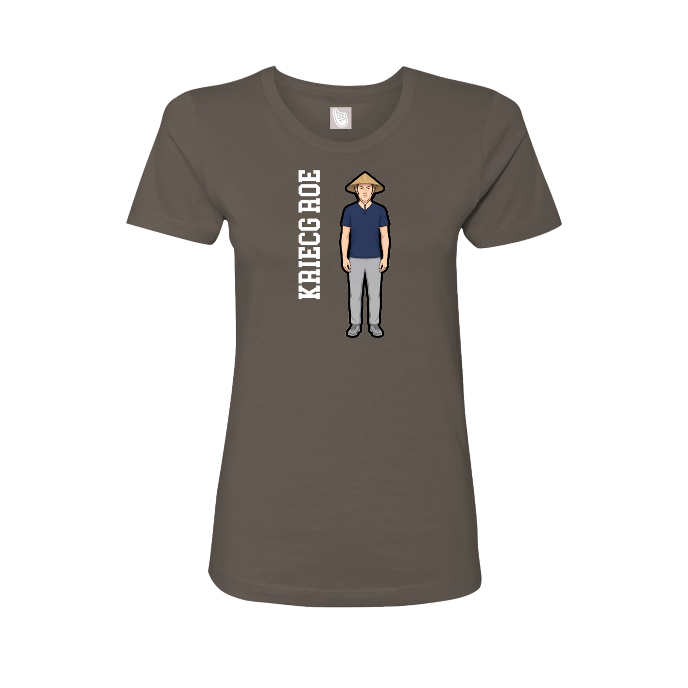 Fitted Women's Tee — Name Vertical in Grey