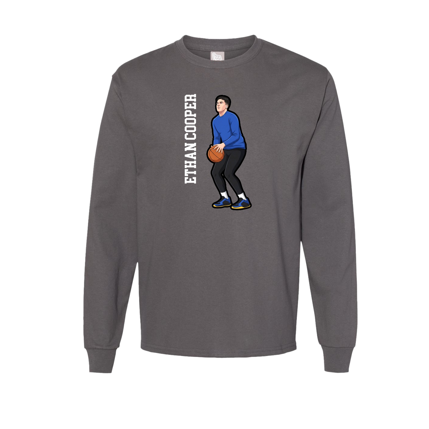Long Sleeve Tee — Name Vertical in Grey