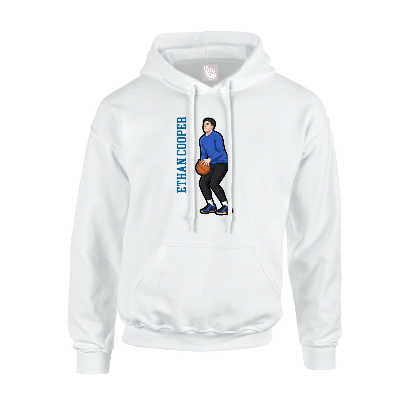 Youth Hoodie — Name Vertical in White