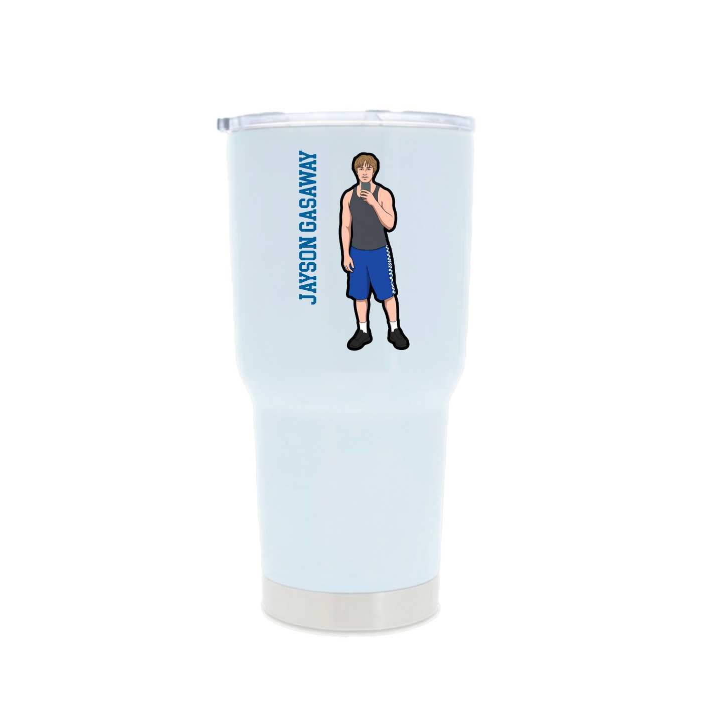 30oz Stainless Steel Tumbler — Name Vertical in White