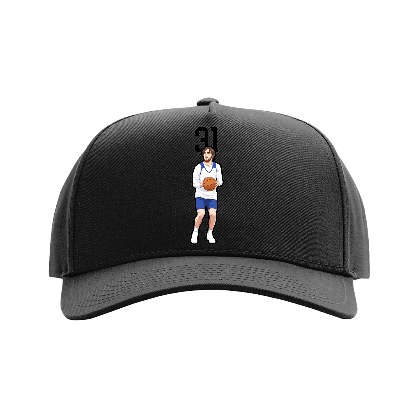 Full Fabric Five-Panel Champ Cap — Number Top in Black