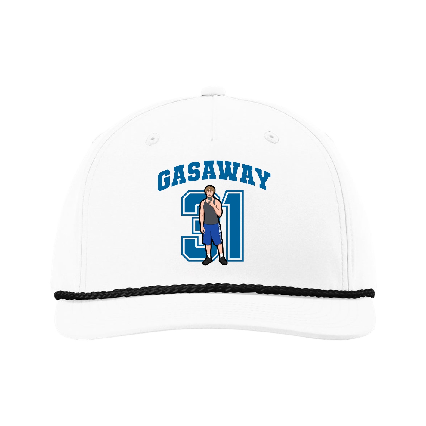 Five-Panel Classic Rope Cap — Number in White