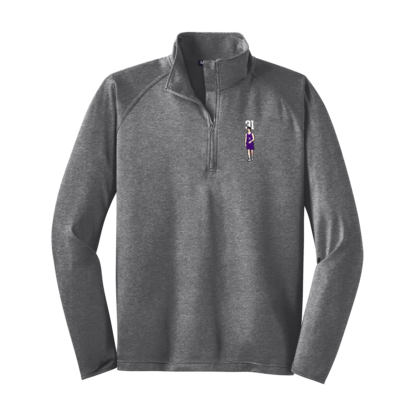 Q-Zip Pullover — Number Top in Grey