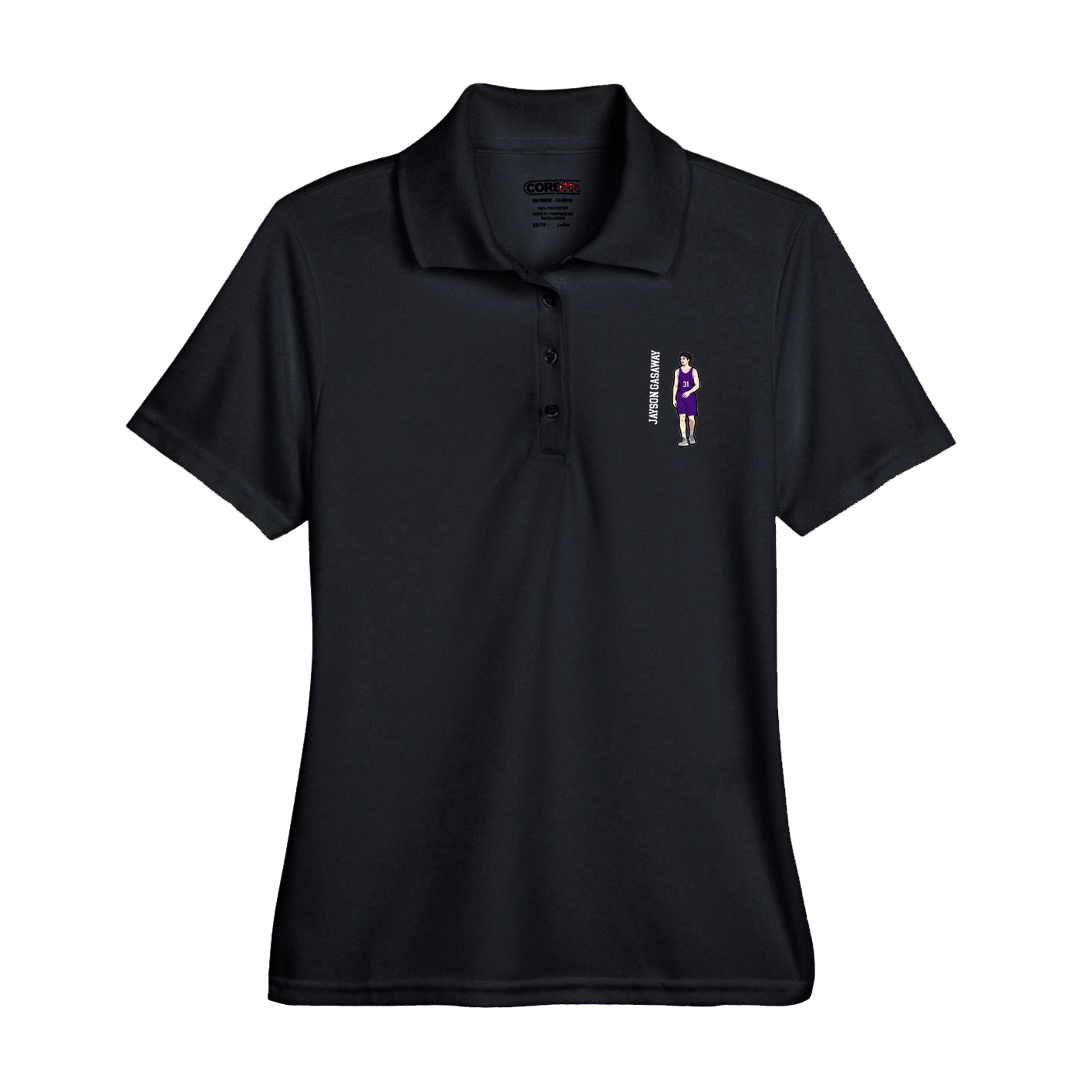 Womens Performance Polo — Name Vertical in Black