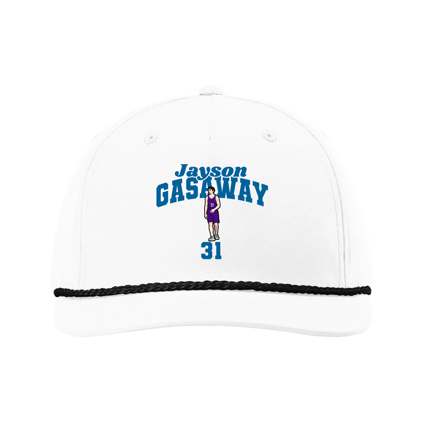 Five-Panel Classic Rope Cap — Signature Arch in White