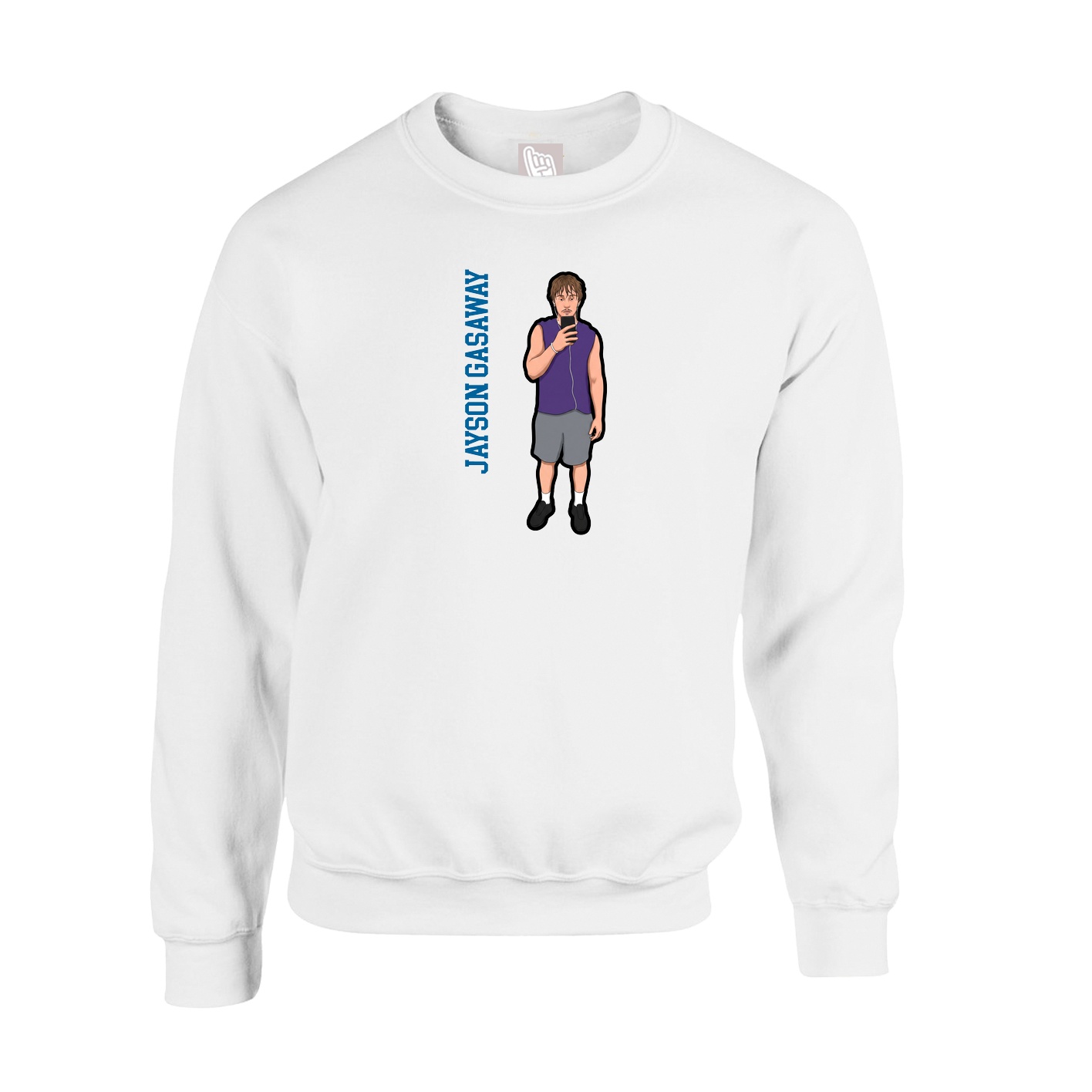 Fleece Crew — Name Vertical in White