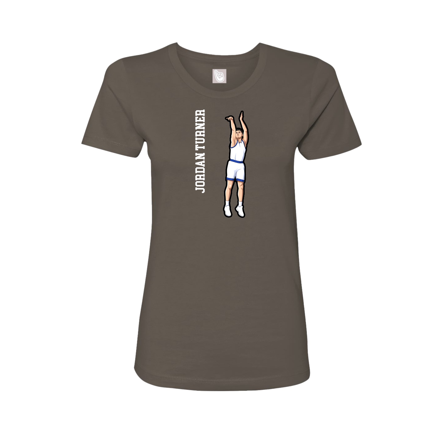Fitted Women's Tee — Name Vertical in Grey