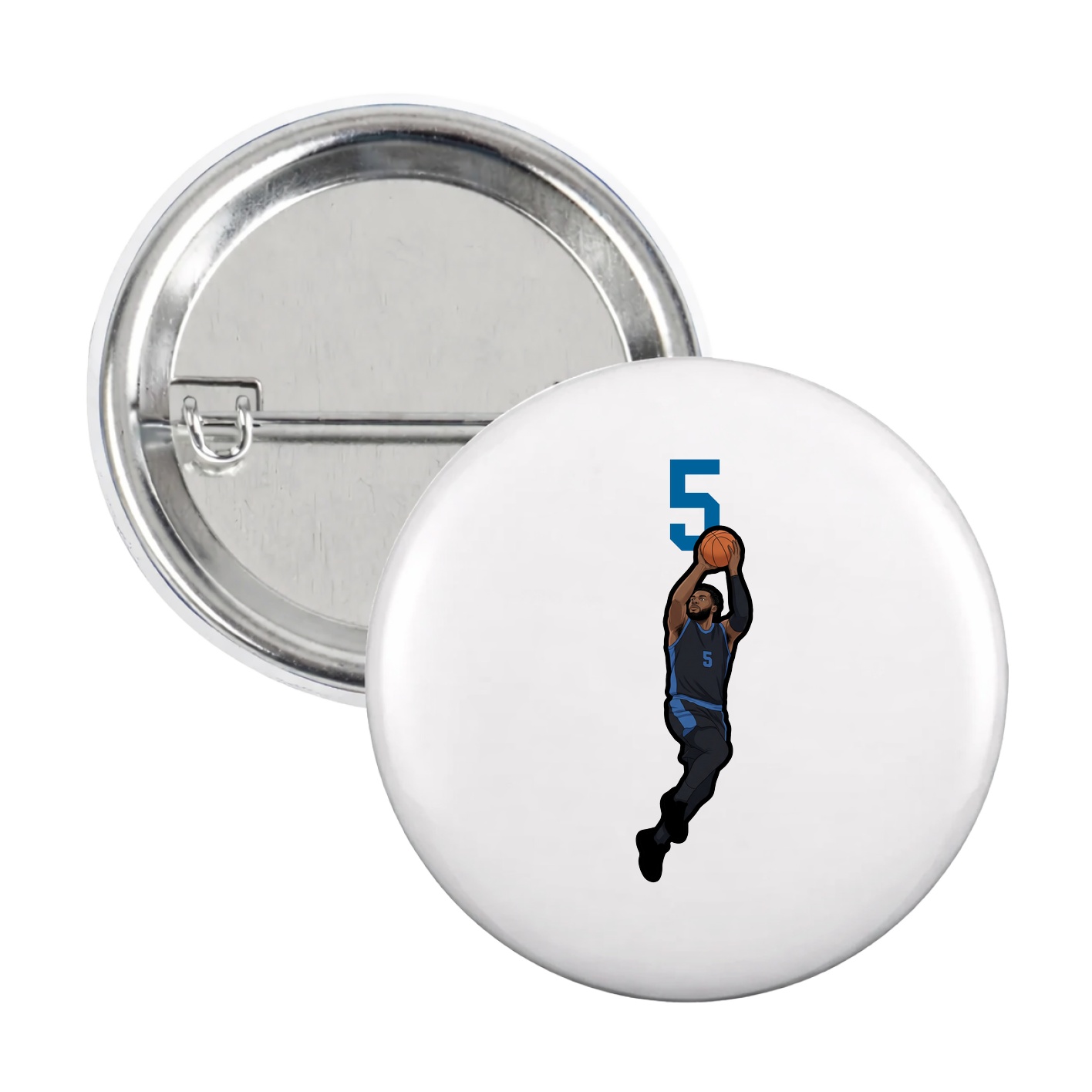 Game Day Button — Number Top in White
