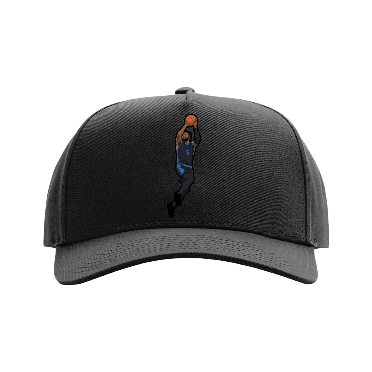 Full Fabric Five-Panel Champ Cap — Name Vertical in Black