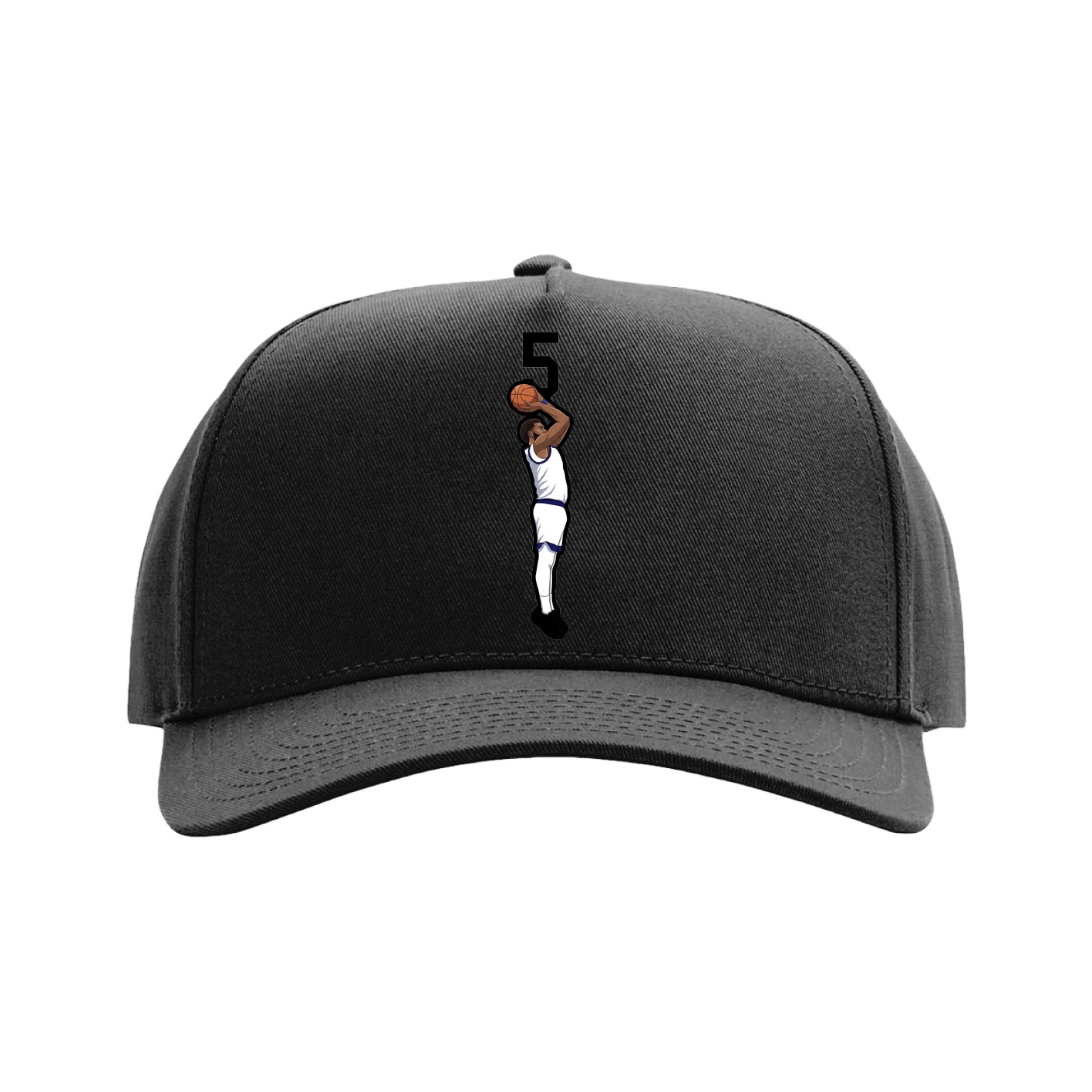 Full Fabric Five-Panel Champ Cap — Number Top in Black