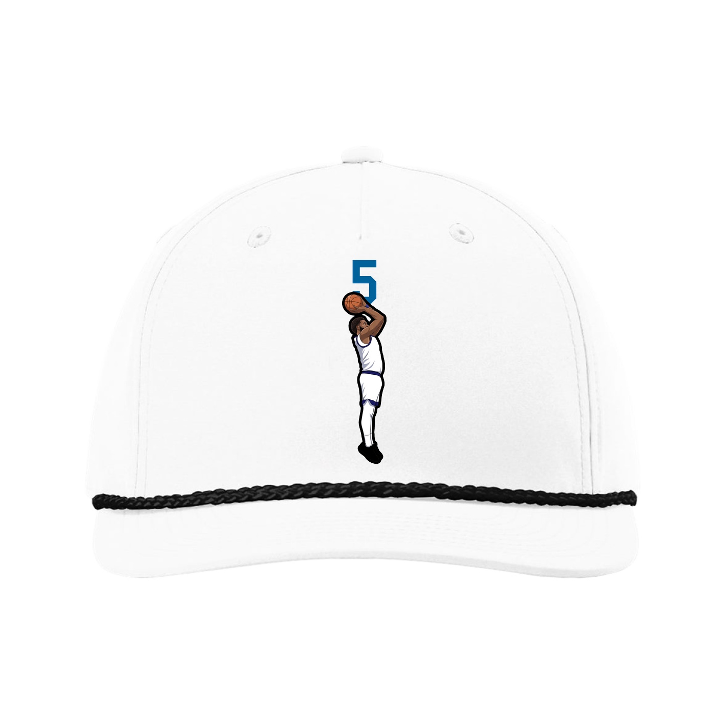 Five-Panel Classic Rope Cap — Number Top in White