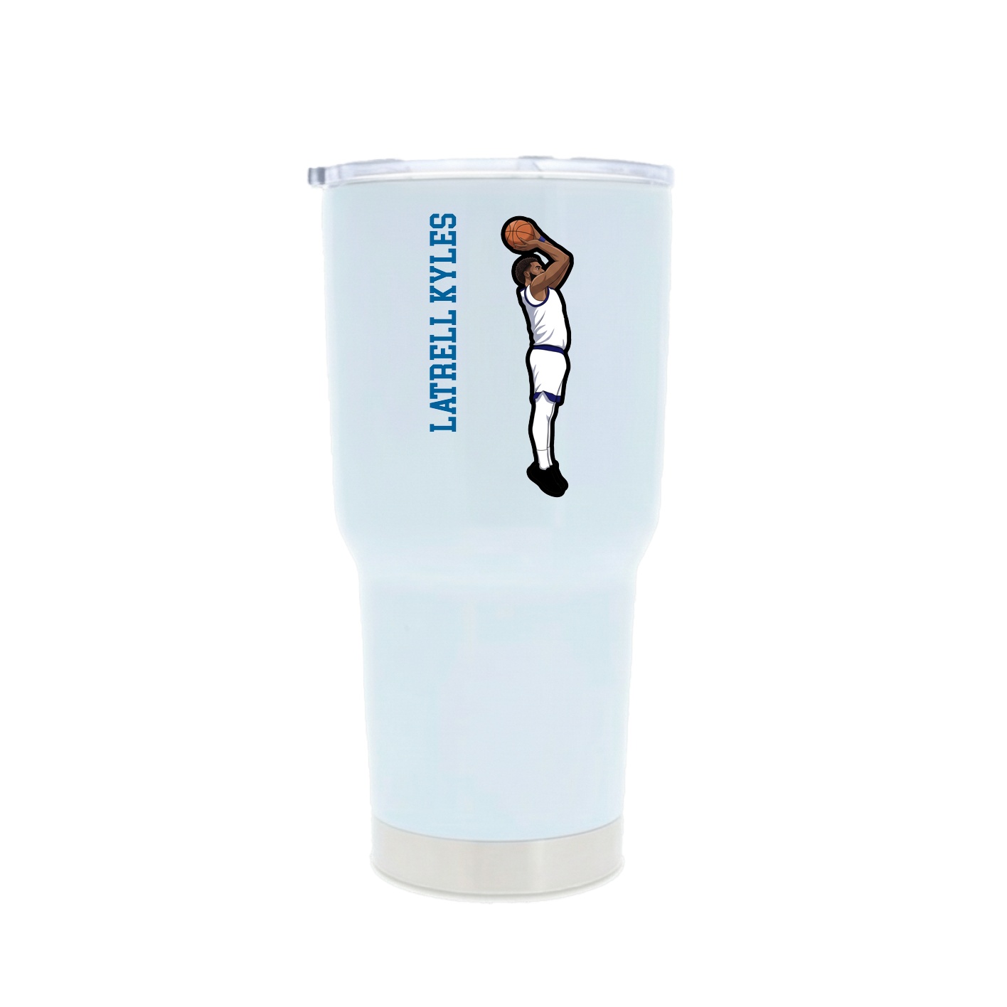 30oz Stainless Steel Tumbler — Name Vertical in White