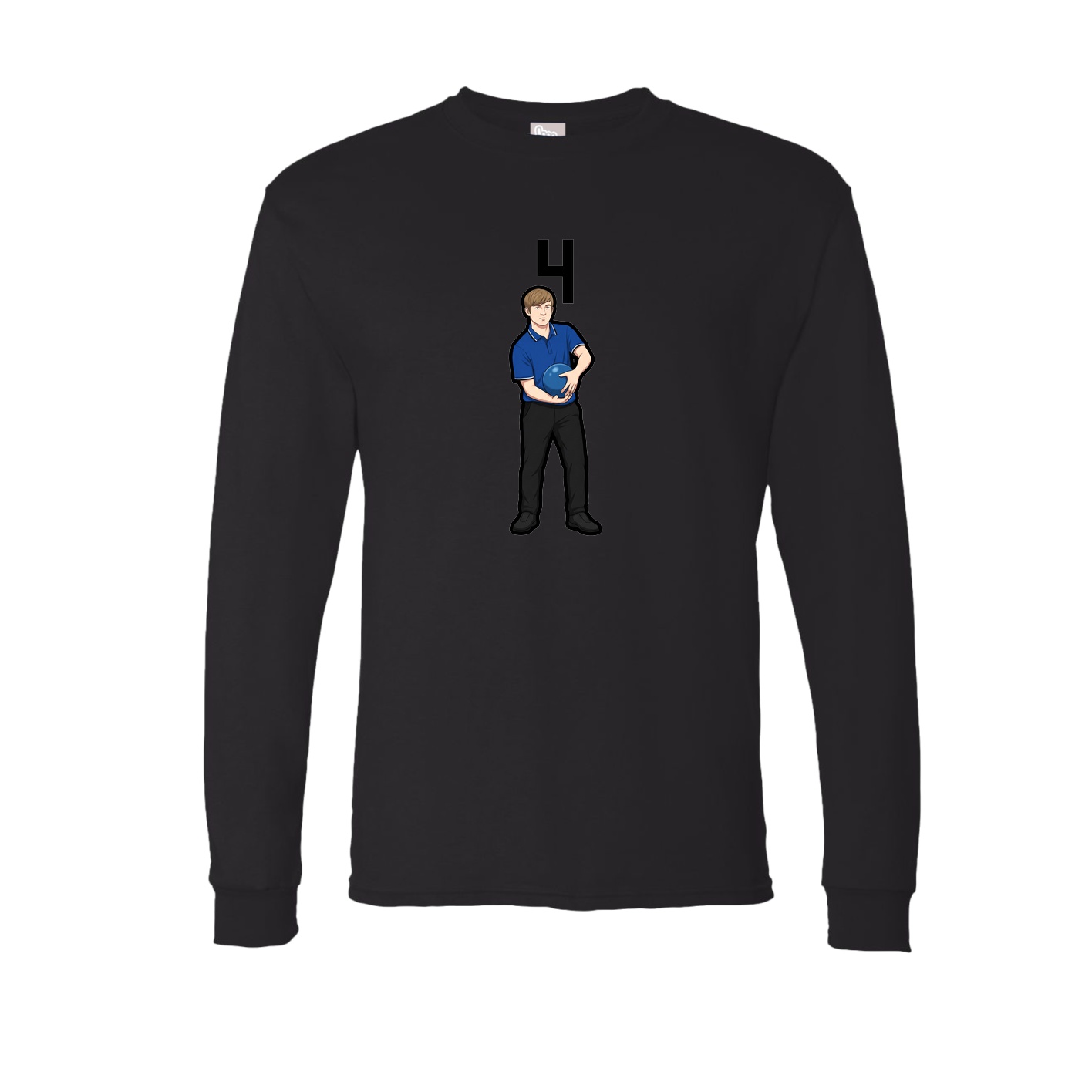 Long Sleeve Tee — Number Top in Black