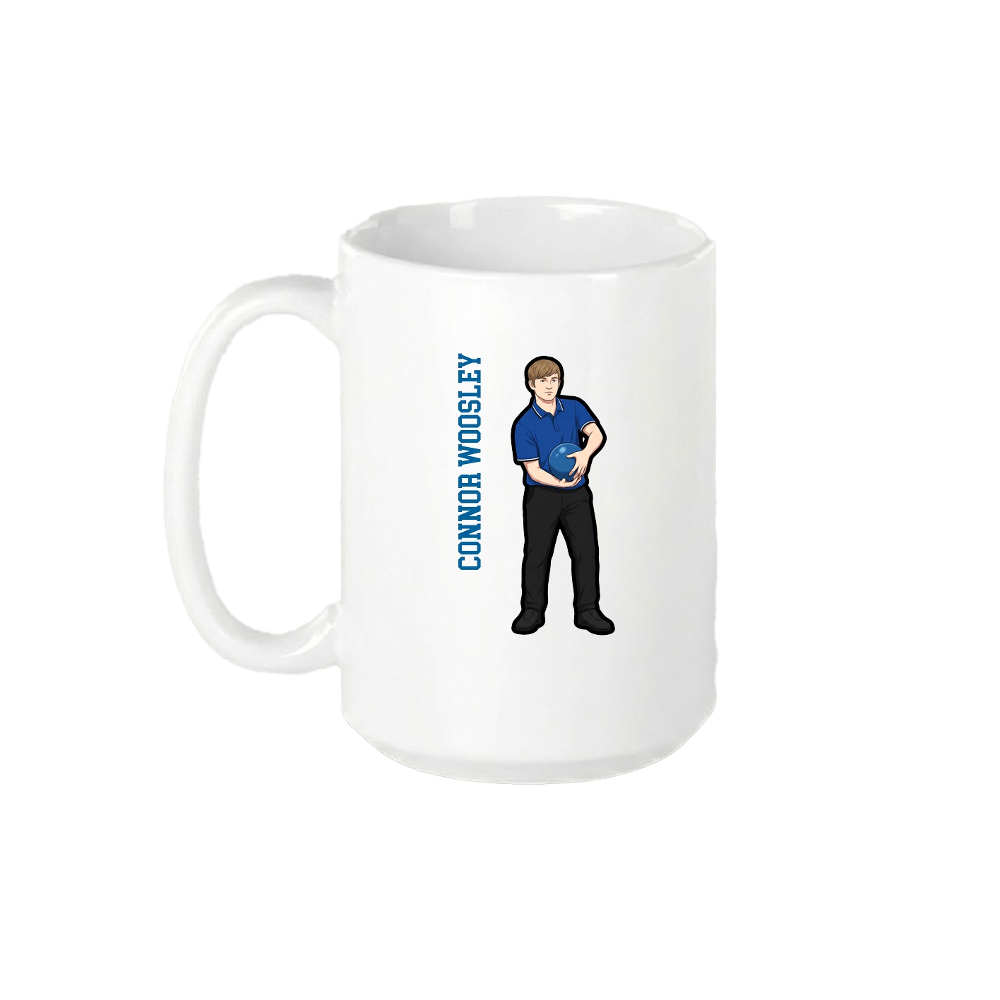 15oz Coffee Mug — Name Vertical in White