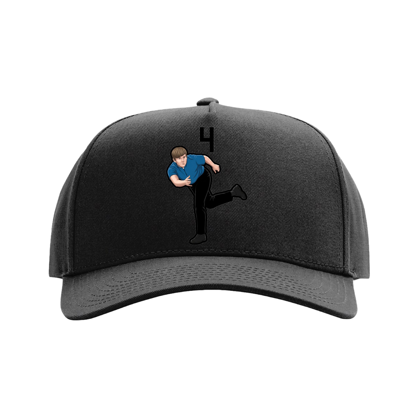 Full Fabric Five-Panel Champ Cap — Number Top in Black