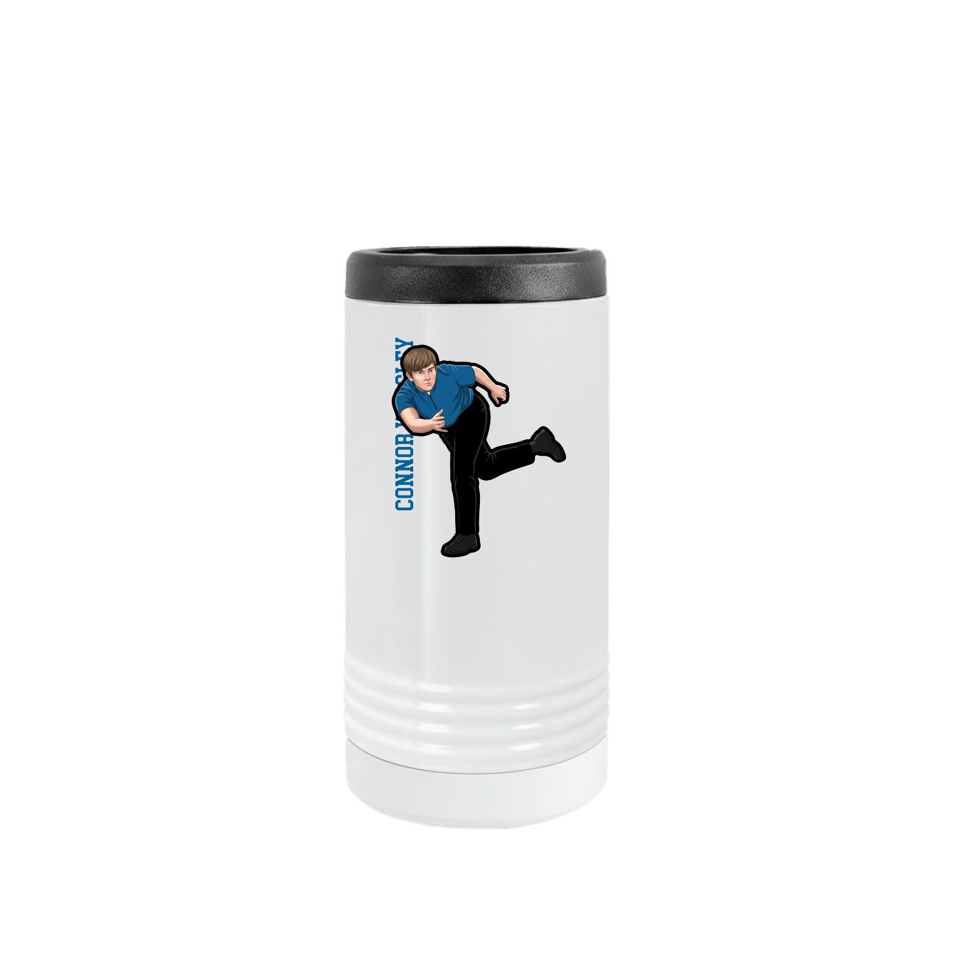Slim Beverage Holder — Name Vertical in White