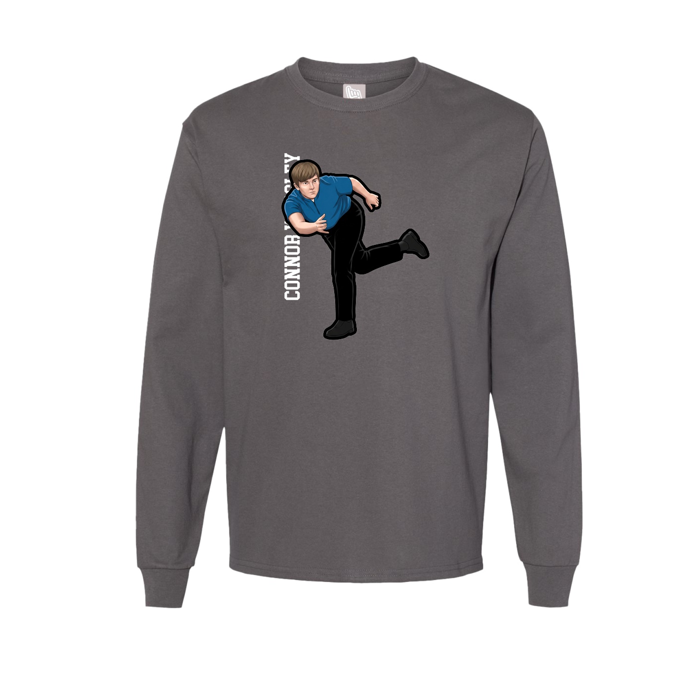 Long Sleeve Tee — Name Vertical in Grey
