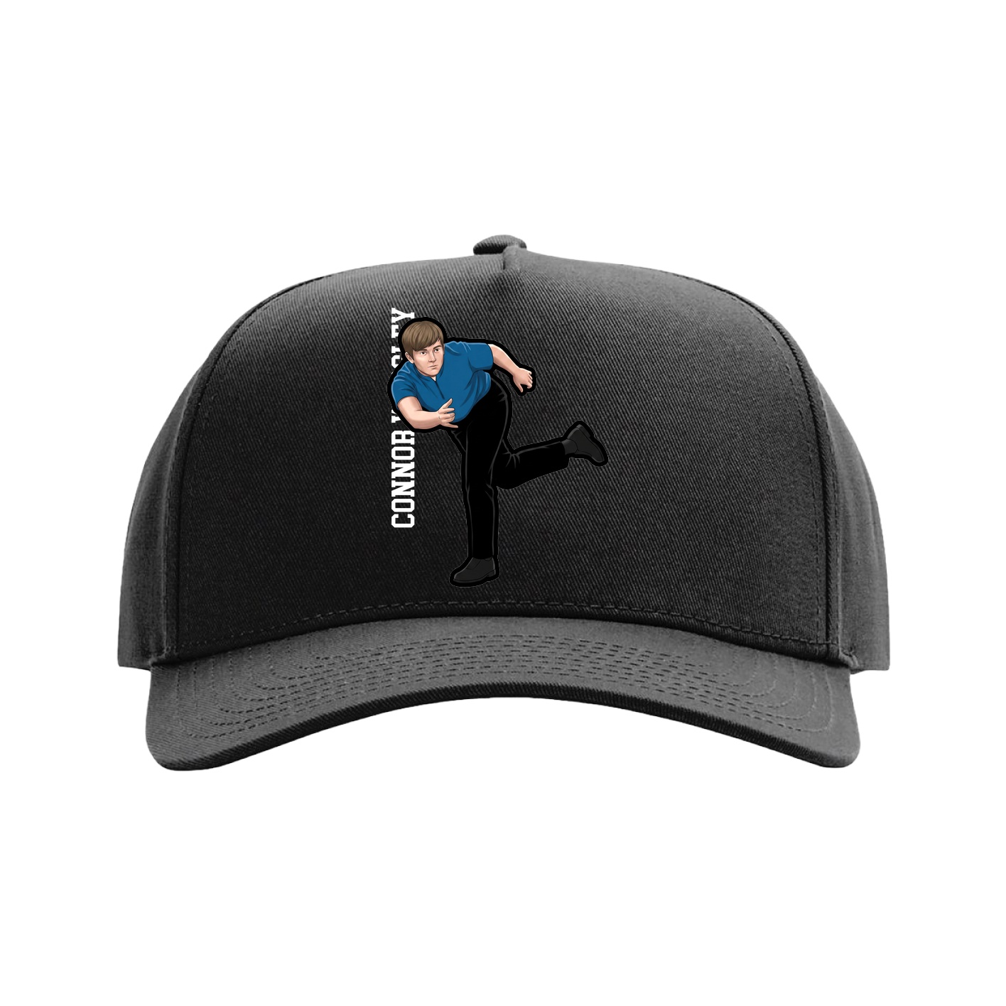 Full Fabric Five-Panel Champ Cap — Name Vertical in Black